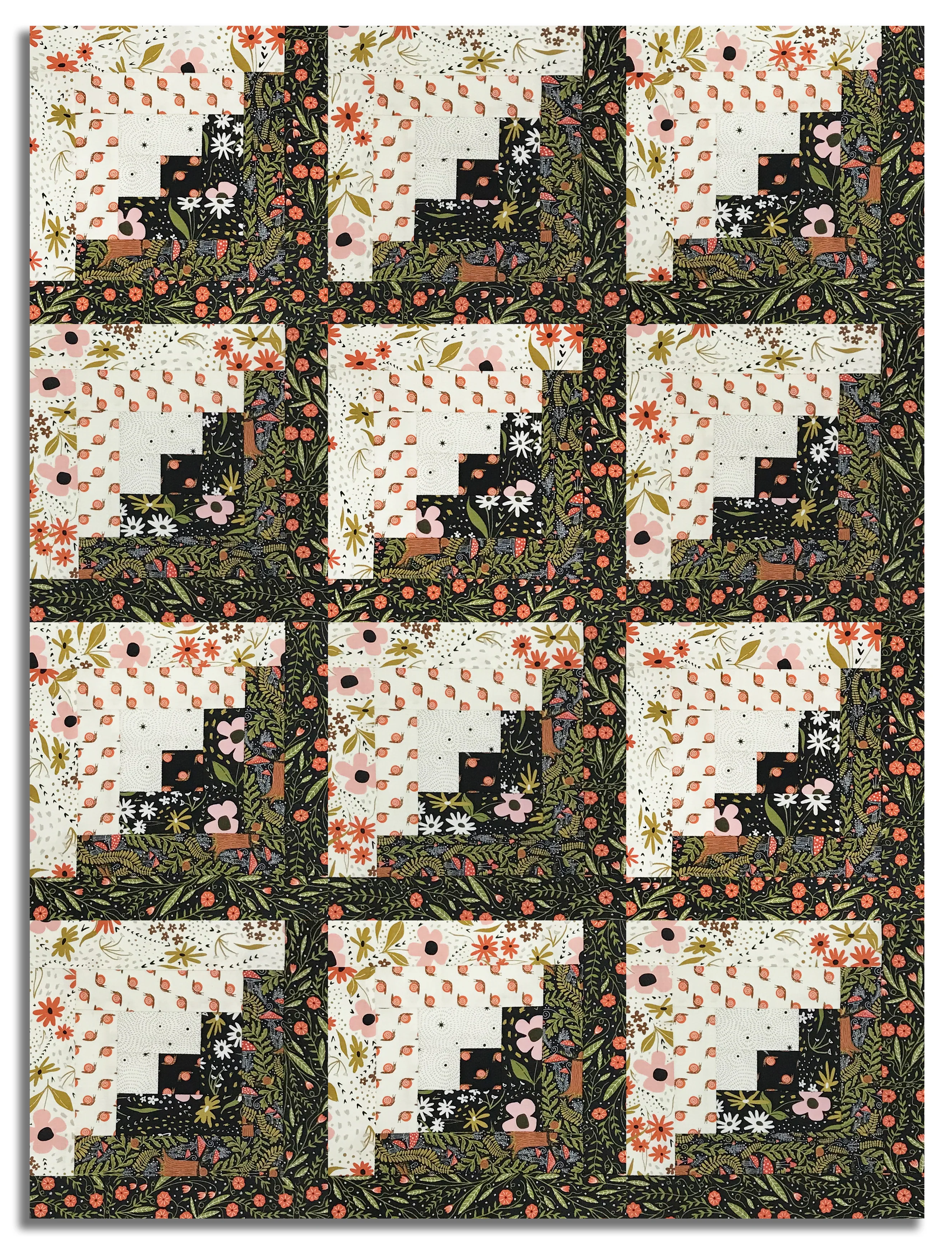 Moda Pre-cut 12 Block Log Cabin Quilt Kit - Night Owl - Image 2