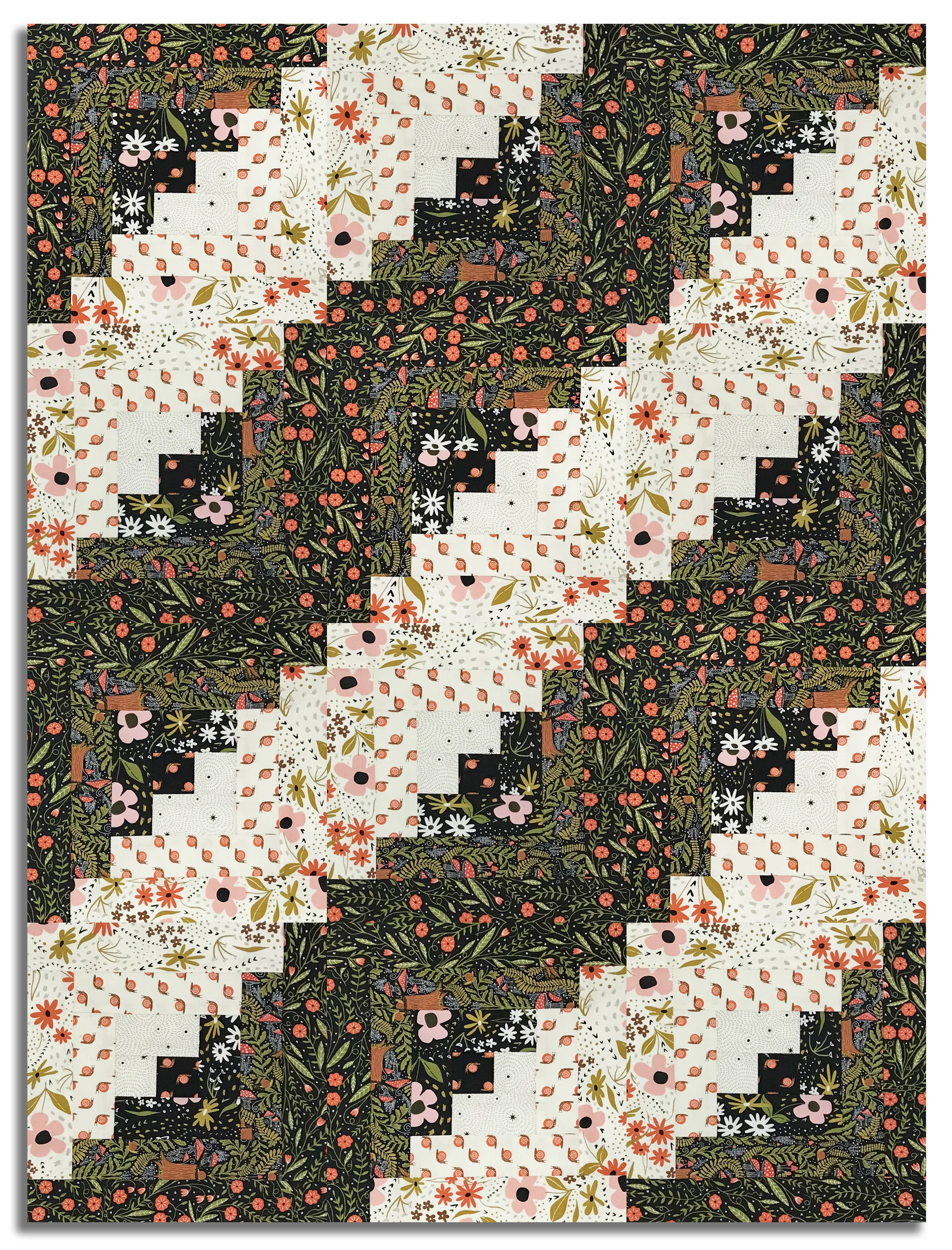 Moda Pre-cut 12 Block Log Cabin Quilt Kit - Night Owl - Image 3