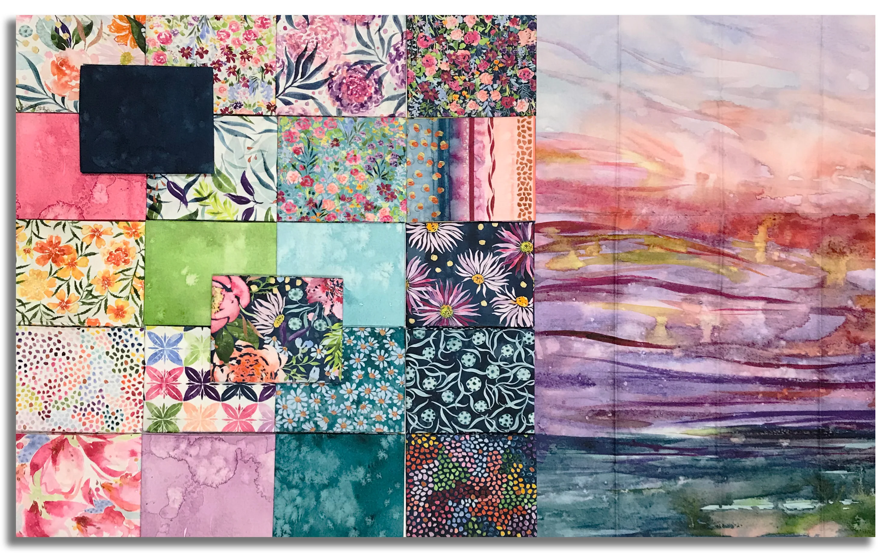 Moda Pre-Cut 23 Piece Fat Quarter Bundle With 36" Summertide Ombre Print - Soulstice - Image 2