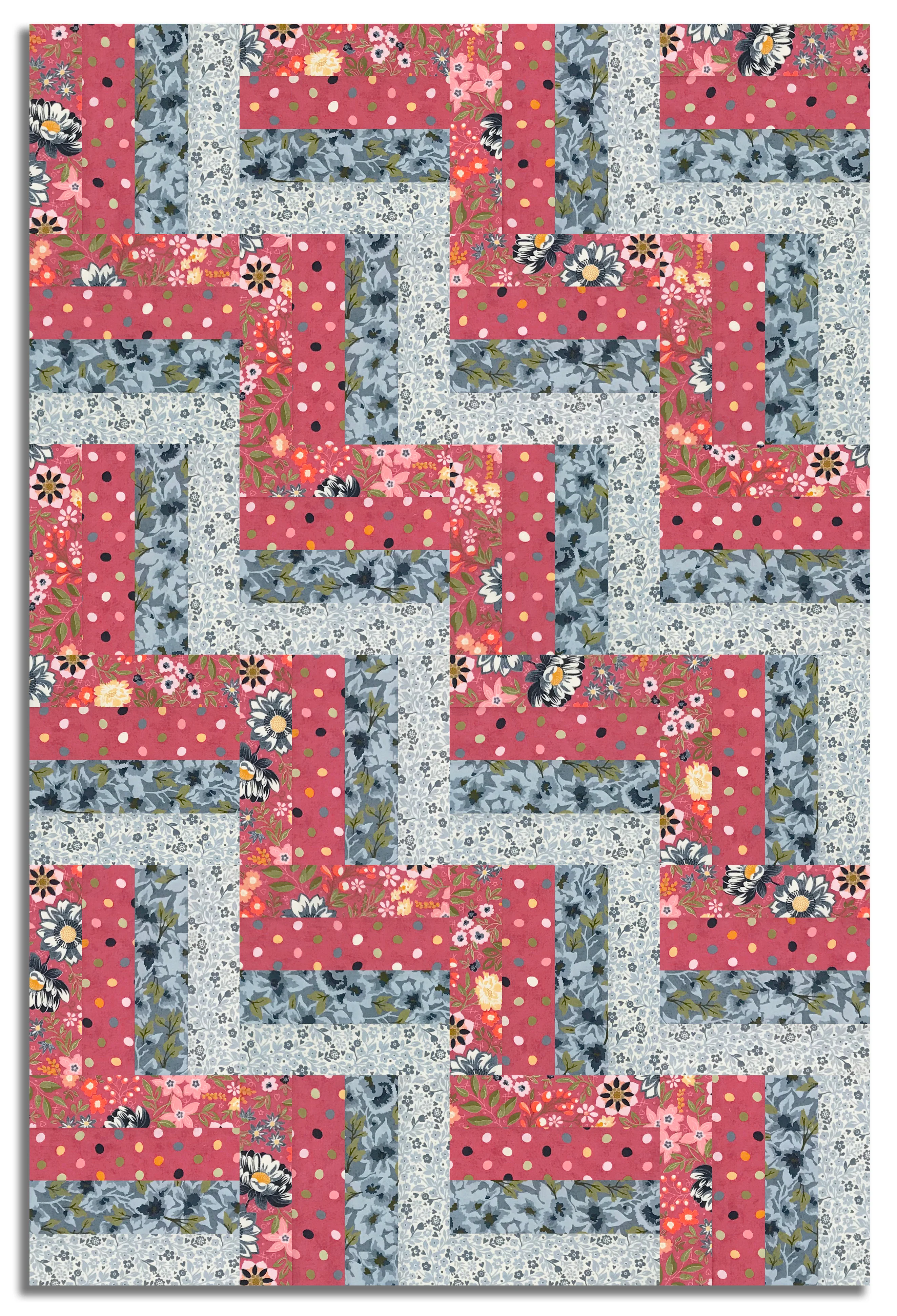 Moda Pre-cut 24 Block Rail Fence Quilt Kit - Fieldrush