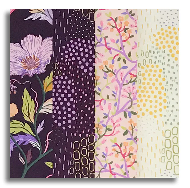 Moda Pre-cut 24 Block Rail Fence Quilt Kit - Floral Fondant - Plum - Image 2