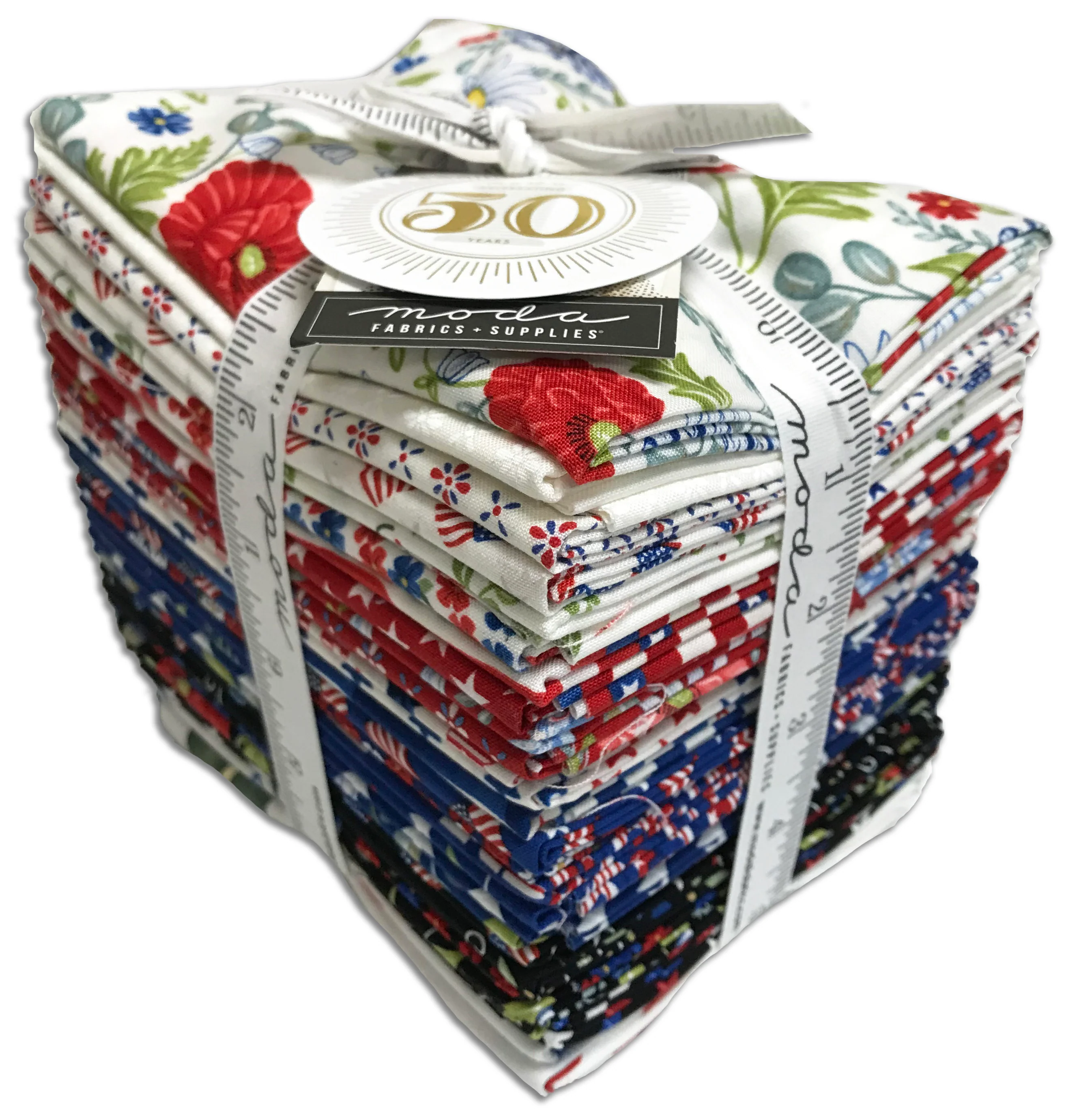 Moda - Pre-Cut 25 Piece Fat Quarter Bundle - Red White And Bloom - Image 3