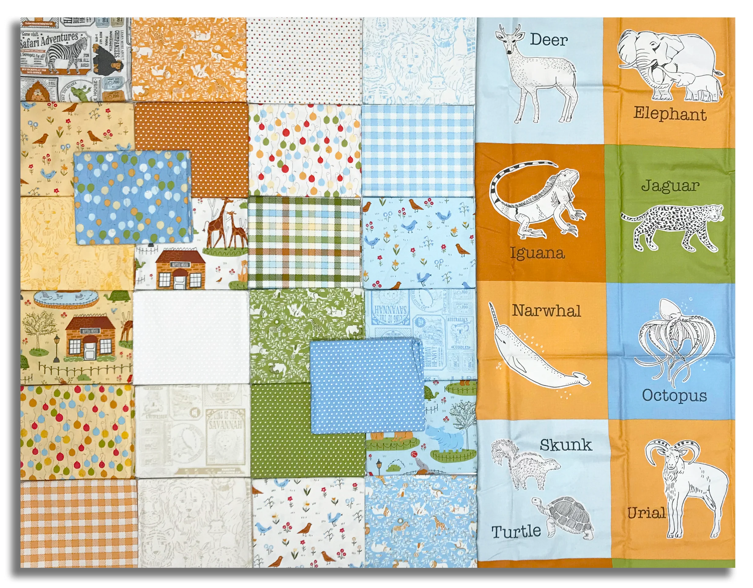 Moda Pre-Cut 27 Piece Fat Quarter Bundle With 36" PANEL - Animal Park Fun - Image 2