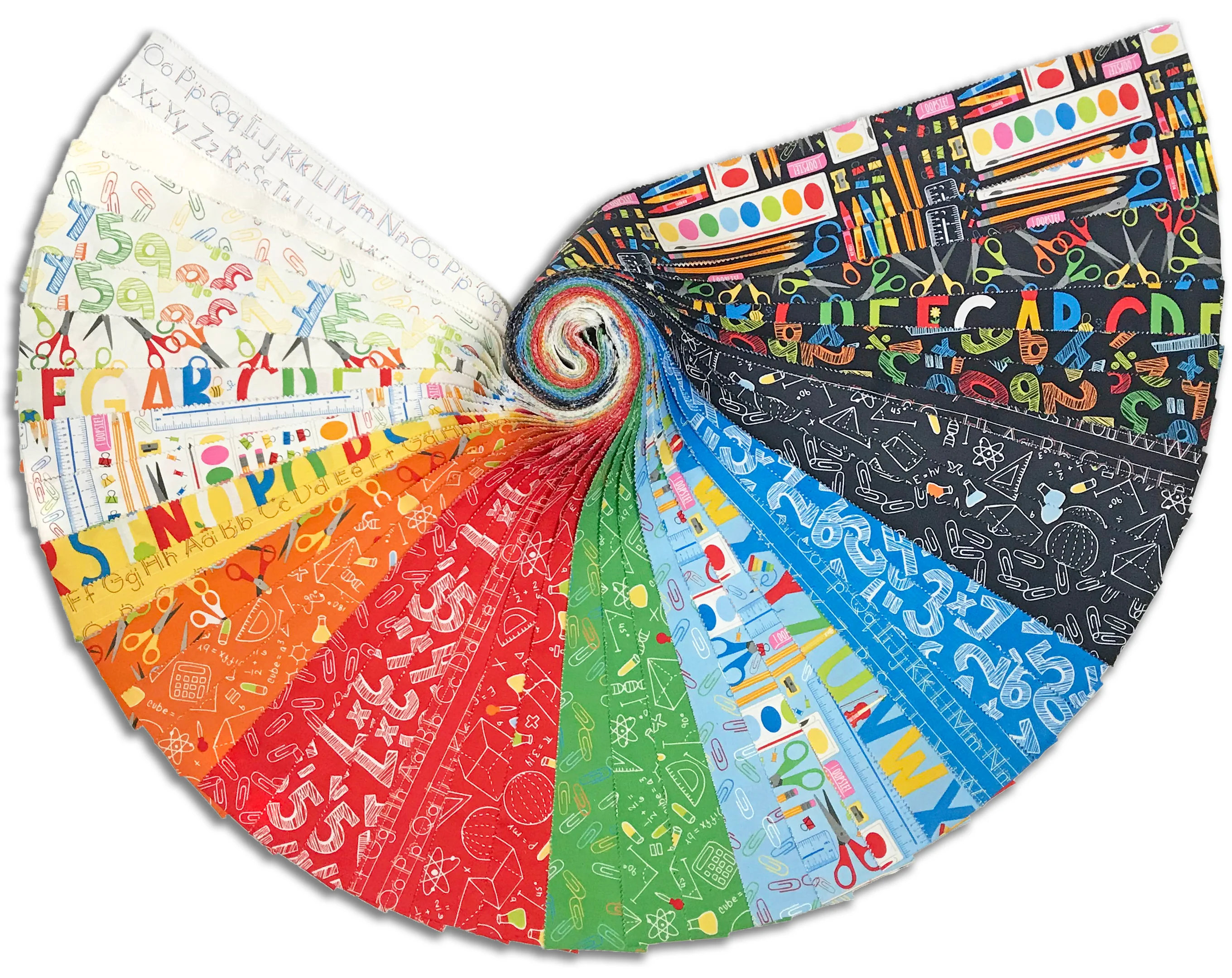 Moda Pre-Cut 40 Piece 2 1/2" Strips Jelly Roll - Back To School
