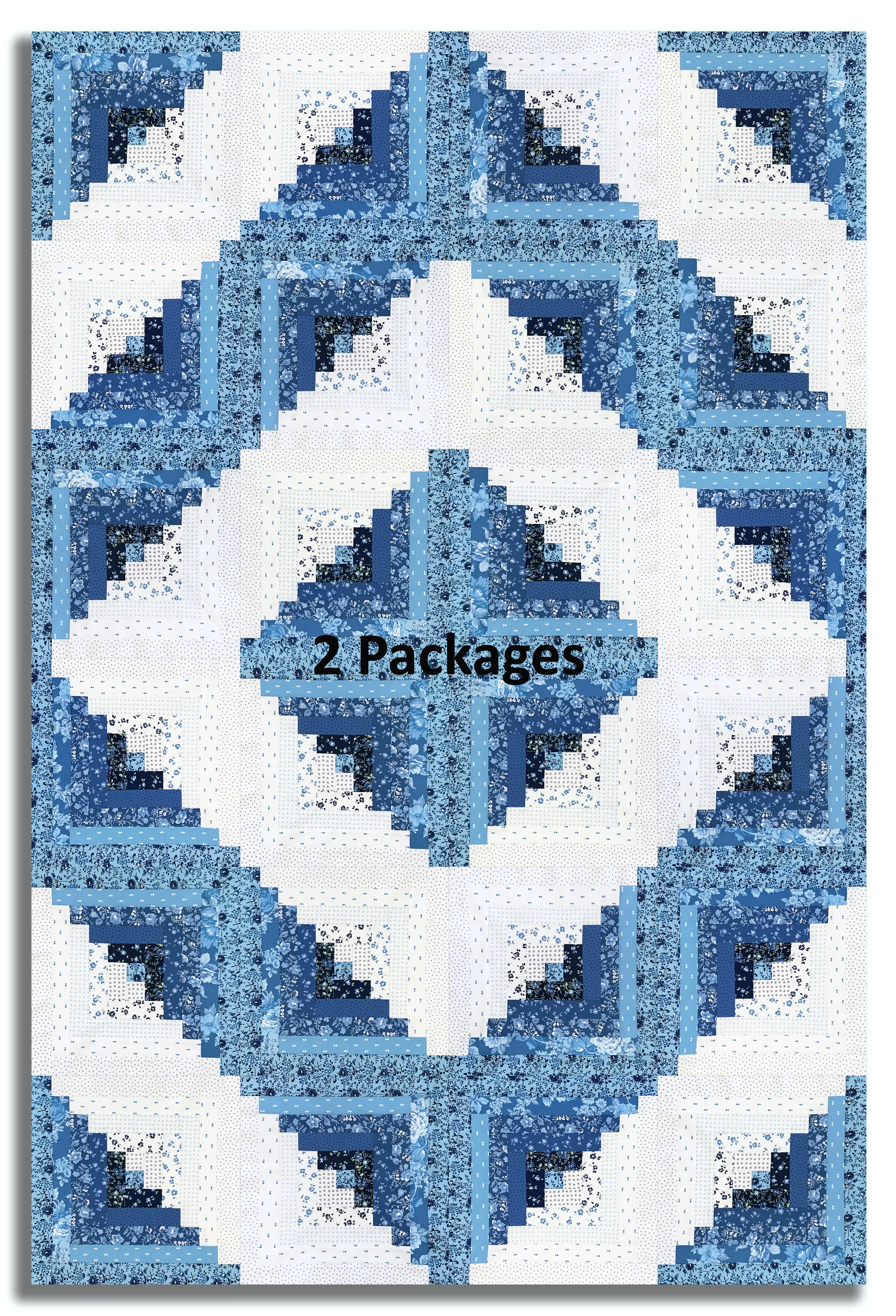Moda Pre-Cut JUMBO 12 Block Log Cabin Quilt Kit - Blueprint - Image 4