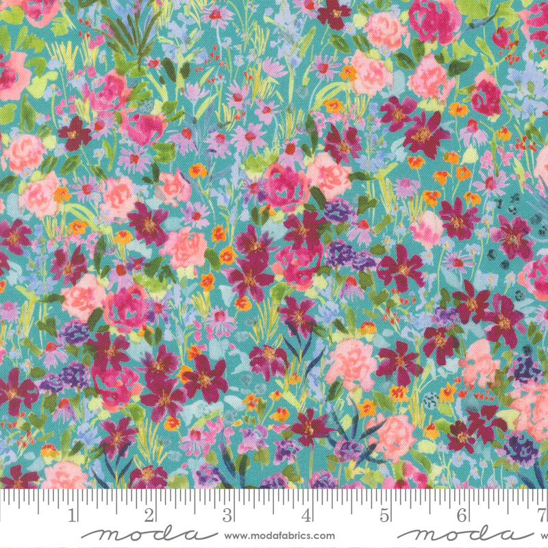 Moda Soulstice 39866 13 Turquoise Garden Glitter By The Yard