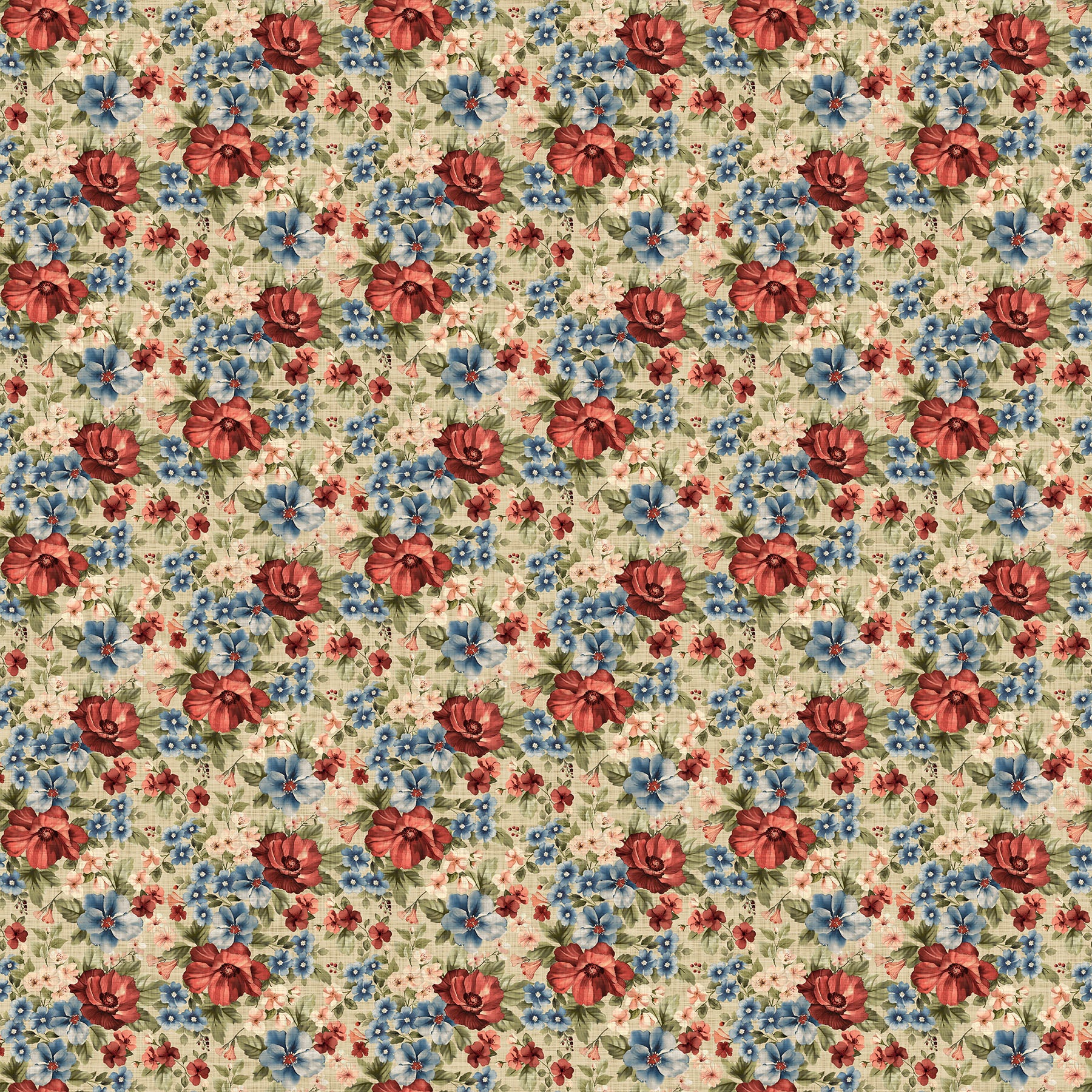 Northcott Farmhouse Sampler DP28601 12 Beige Multi Packed Floral By The Yard