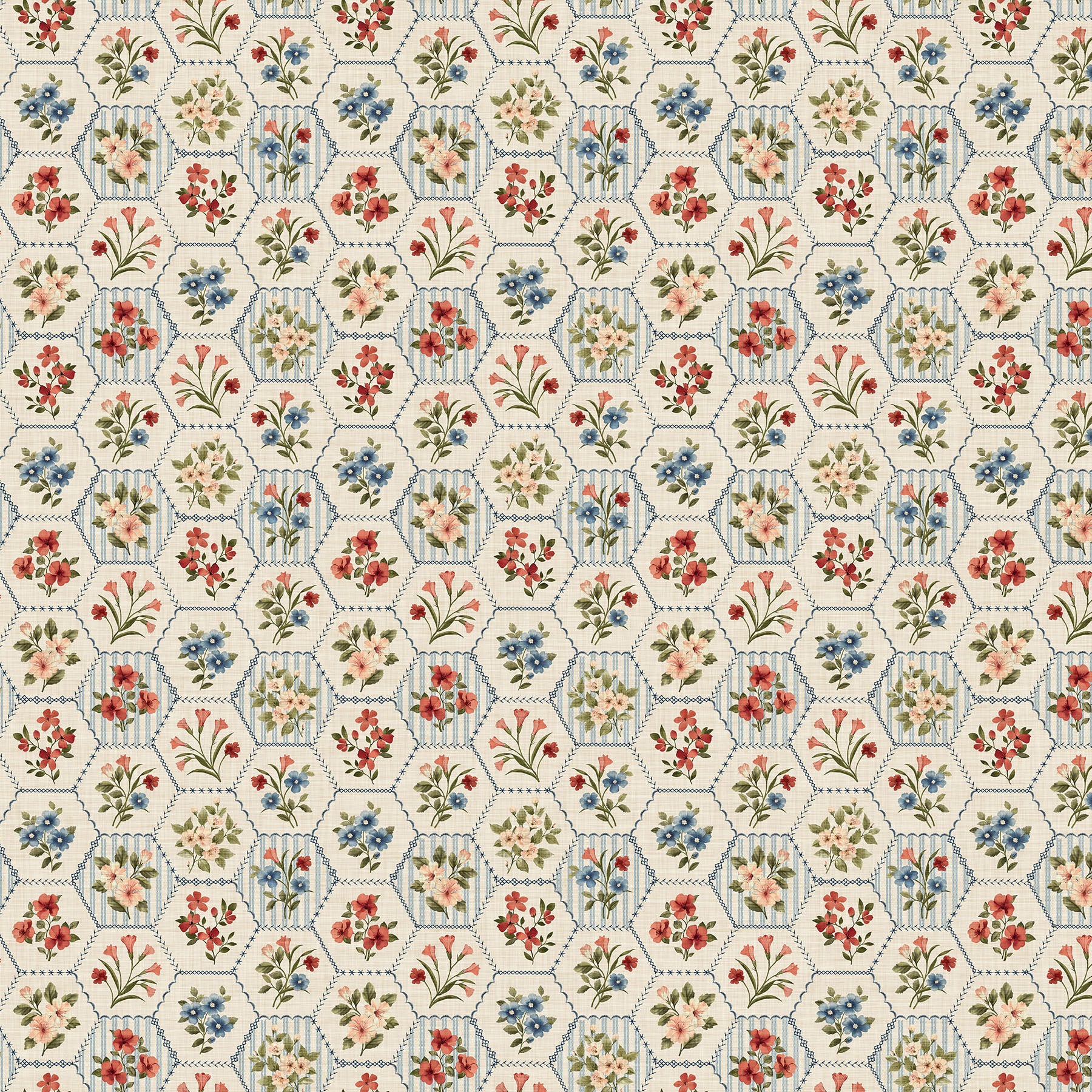 Northcott Farmhouse Sampler DP28603 11 Cream Multi Sampler By The Yard
