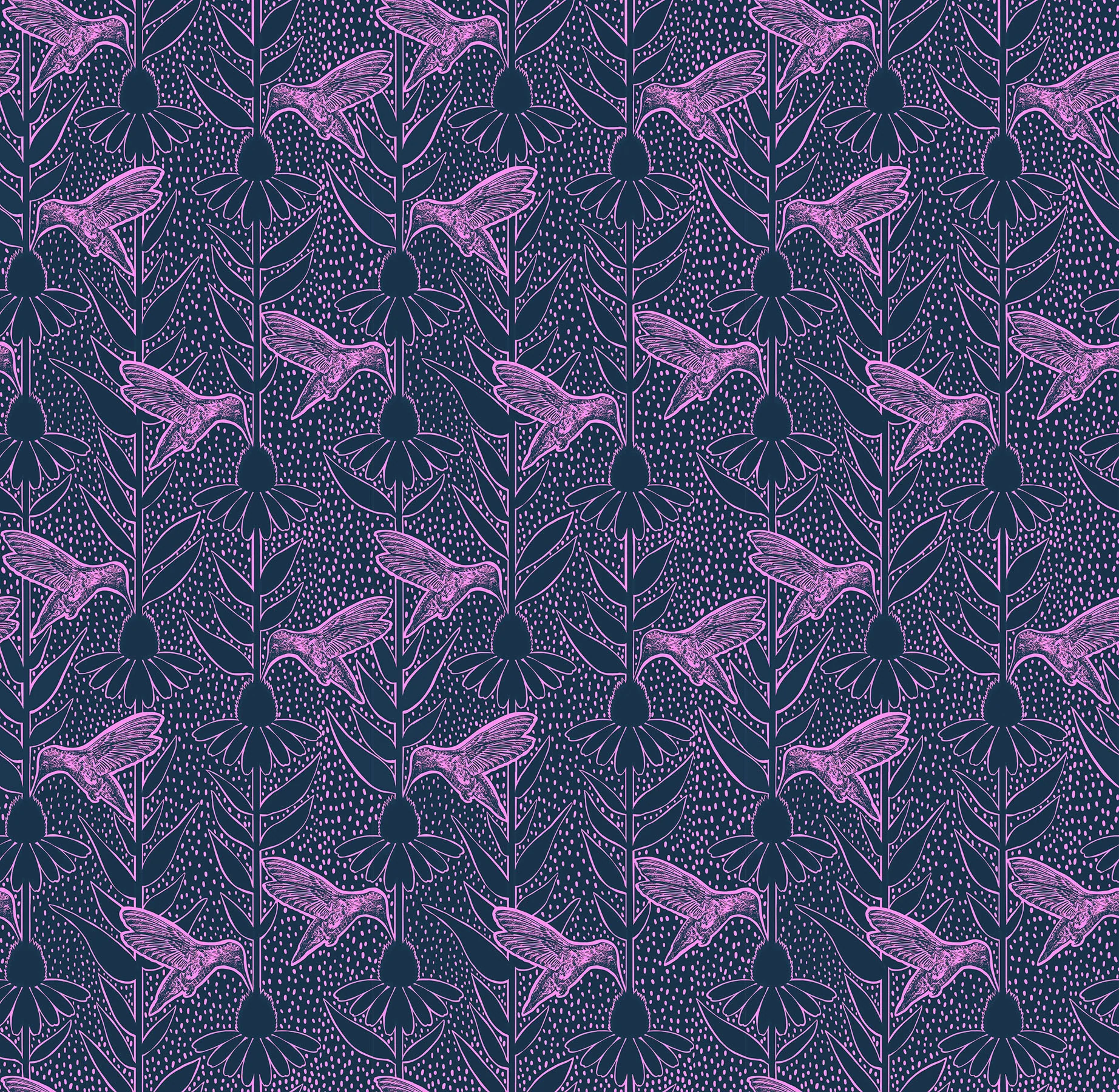 Northcott Indelible Ink AMT1007 49C Navy Humming By The Yard