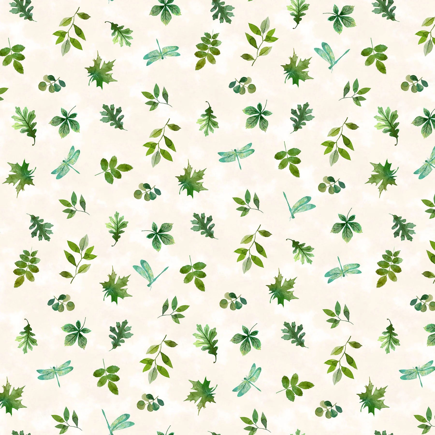 Northcott Luscious DP28753 11 Cream Multi Leaves & Dragonflies By The Yard