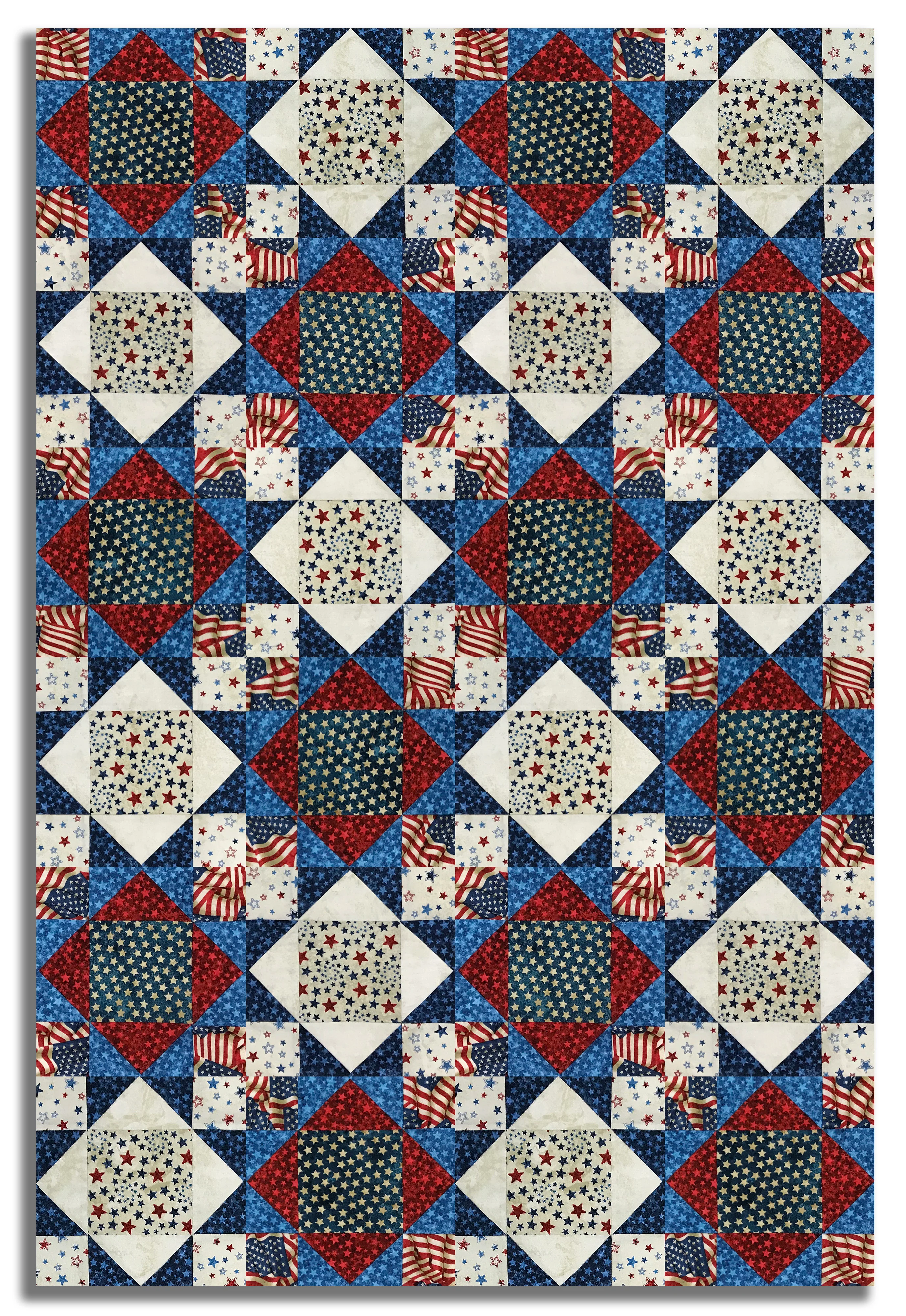Northcott Pre-Cut 12 Block King's Crown Quilt Kit - Stars & Stripes 14 - Image 4