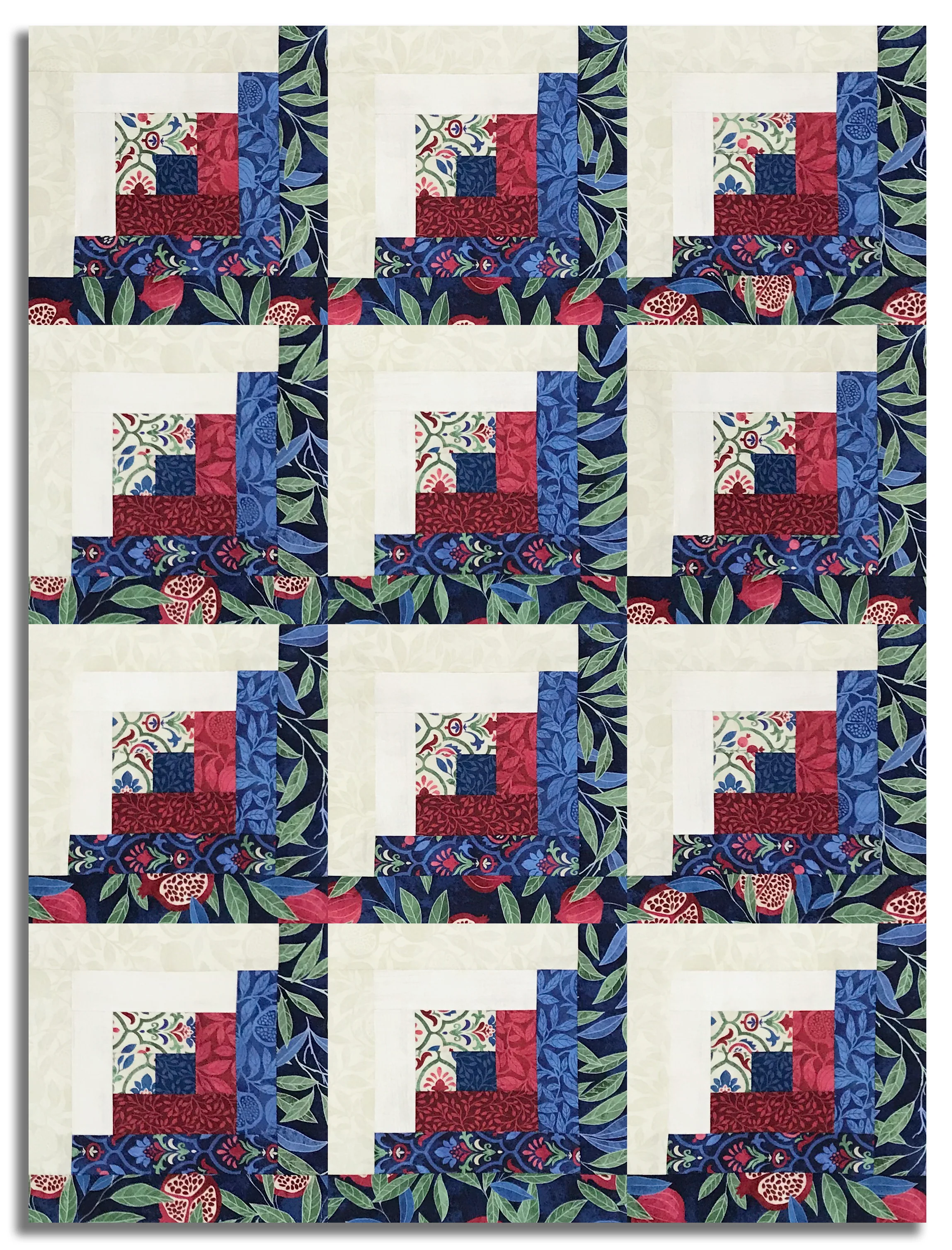 Northcott Pre-Cut 12 Block Log Cabin Quilt Kit - Pomegranate - Image 2