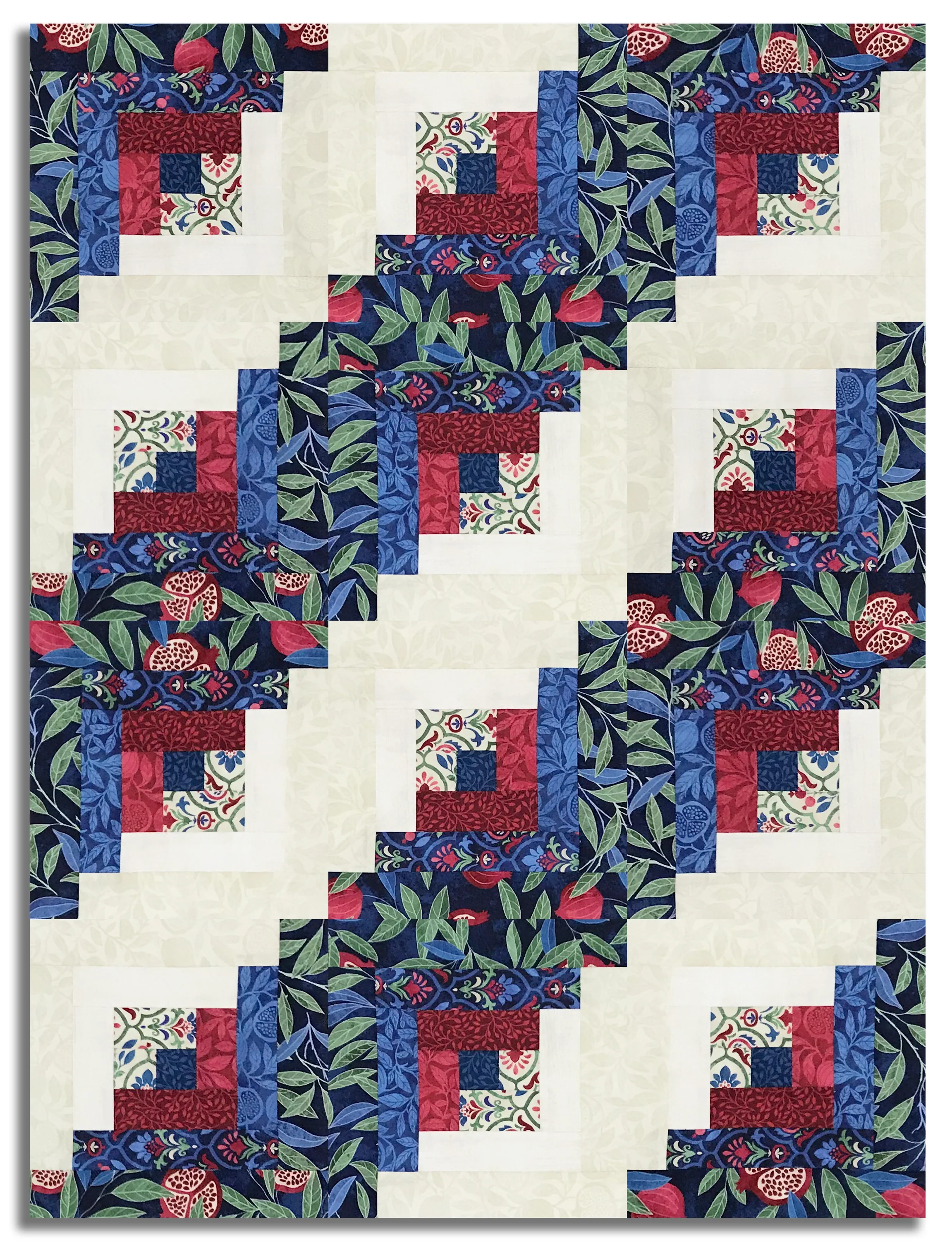 Northcott Pre-Cut 12 Block Log Cabin Quilt Kit - Pomegranate - Image 3