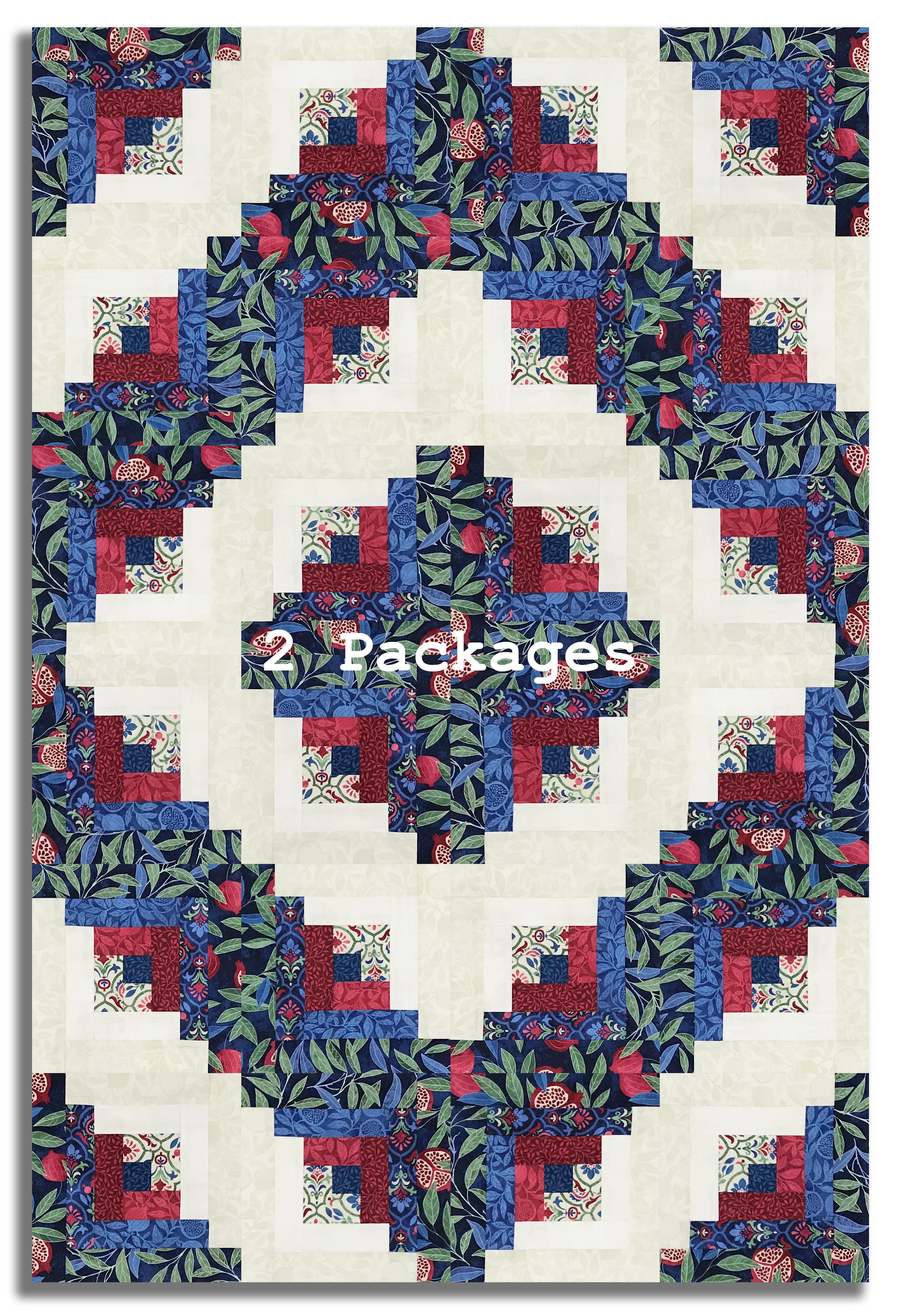 Northcott Pre-Cut 12 Block Log Cabin Quilt Kit - Pomegranate - Image 4