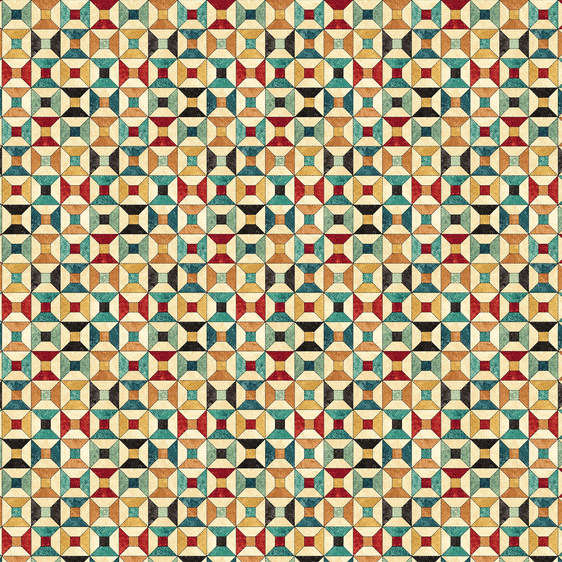 Northcott Digital Stonehenge Stitchin' DP28351 12 Beige Multi Bobin Quilt By The Yard