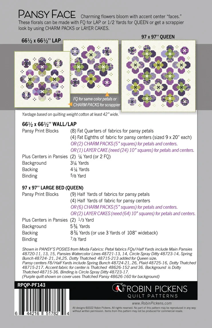 Pansy Face - Robin Pickens Quilt Pattern - Image 2