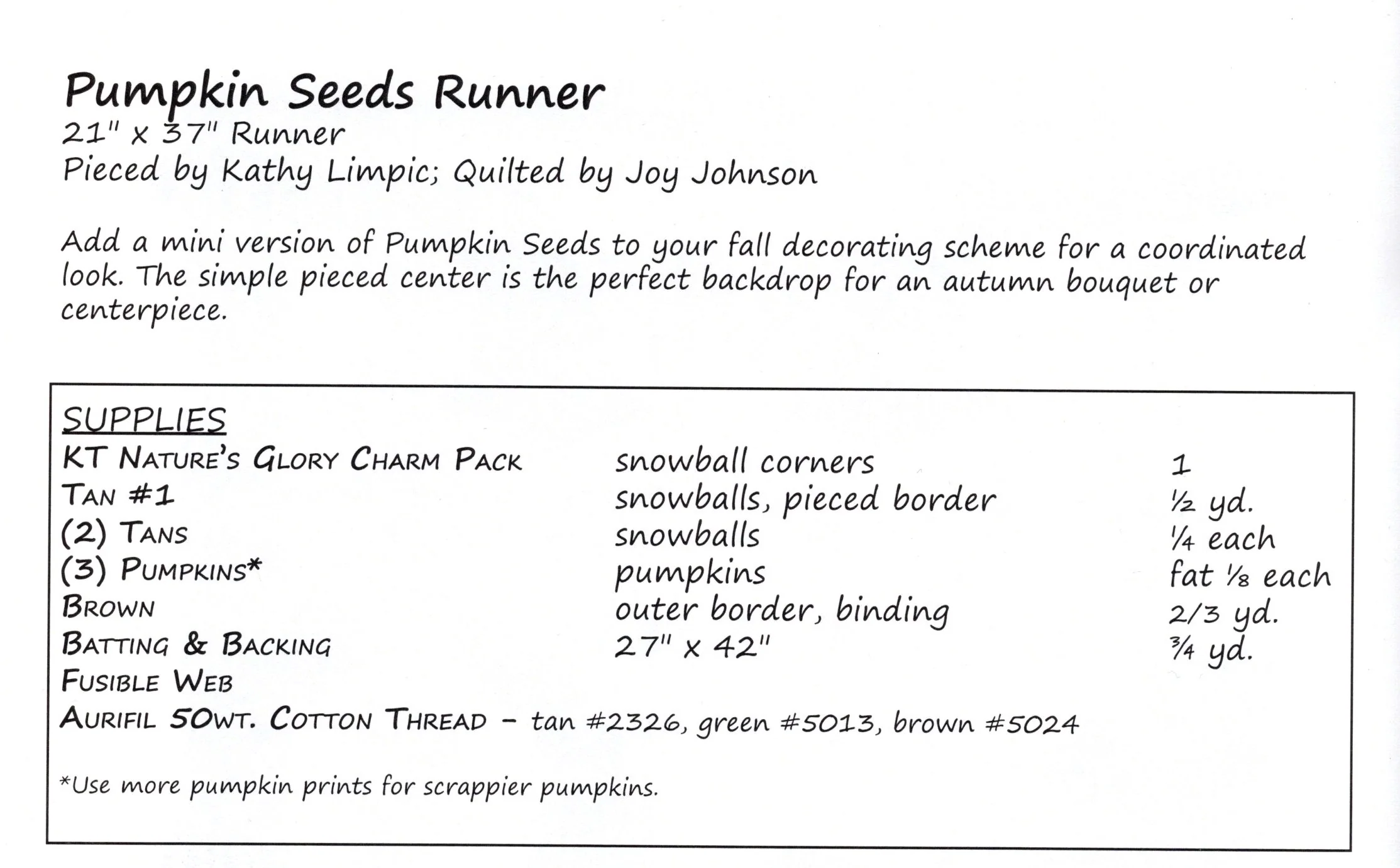 Pumpkin Seeds Pattern Booklet by Kansas Troubles Quilters - Image 3