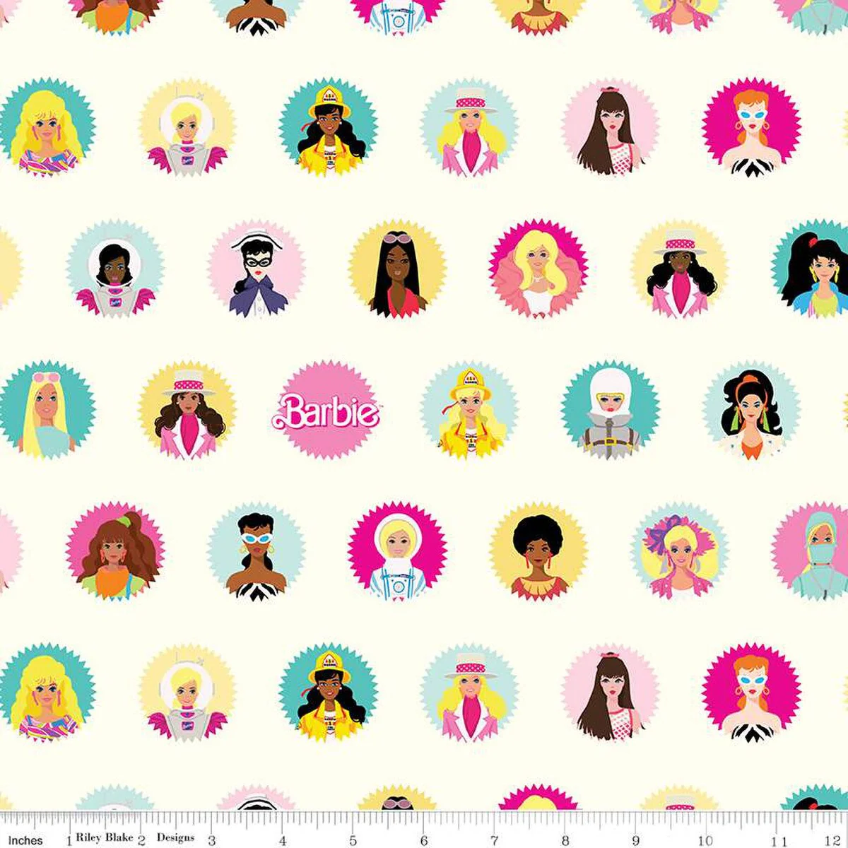 Riley Blake Barbie World C15020 Cream Main By The Yard