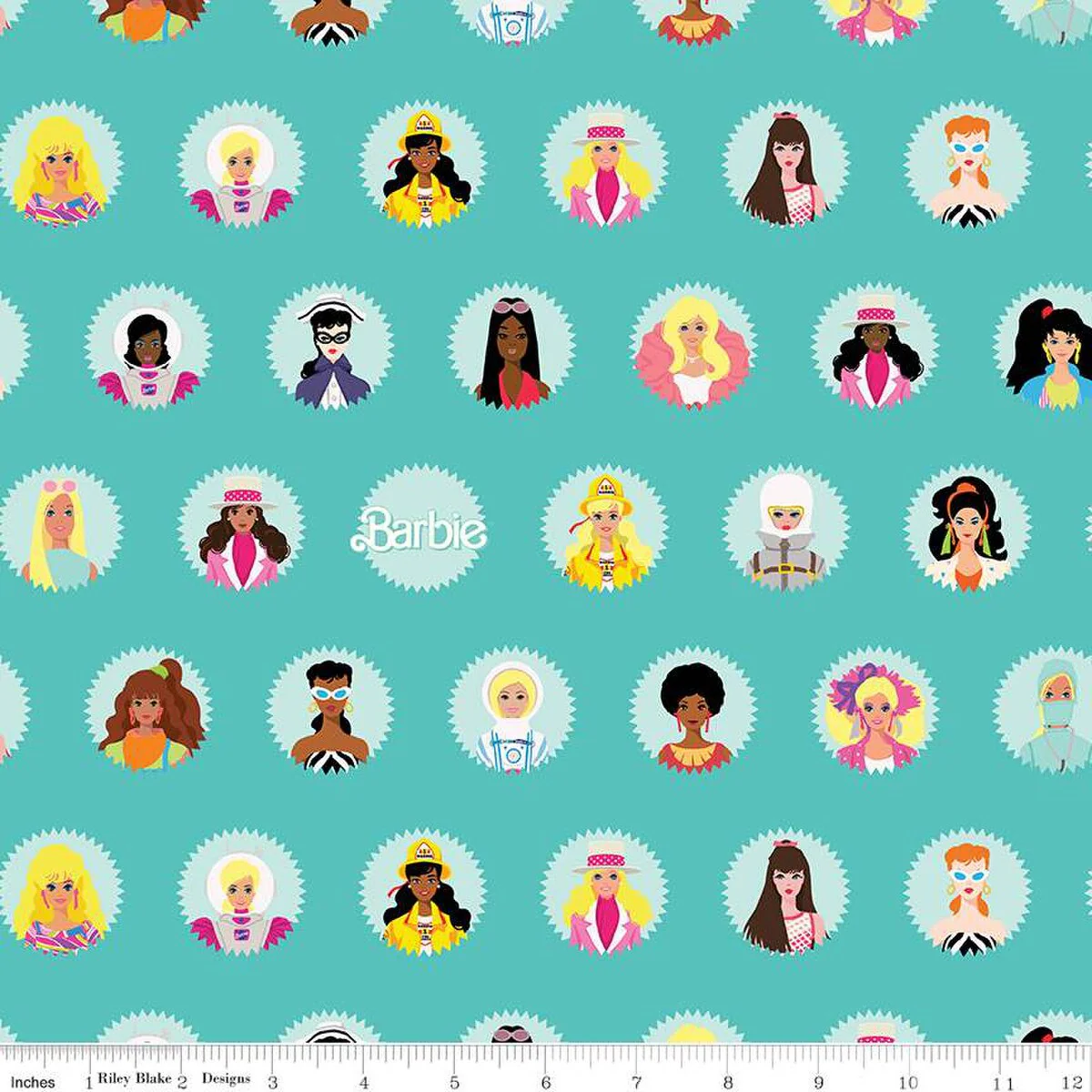 Riley Blake Barbie World C15020 Teal Main By The Yard