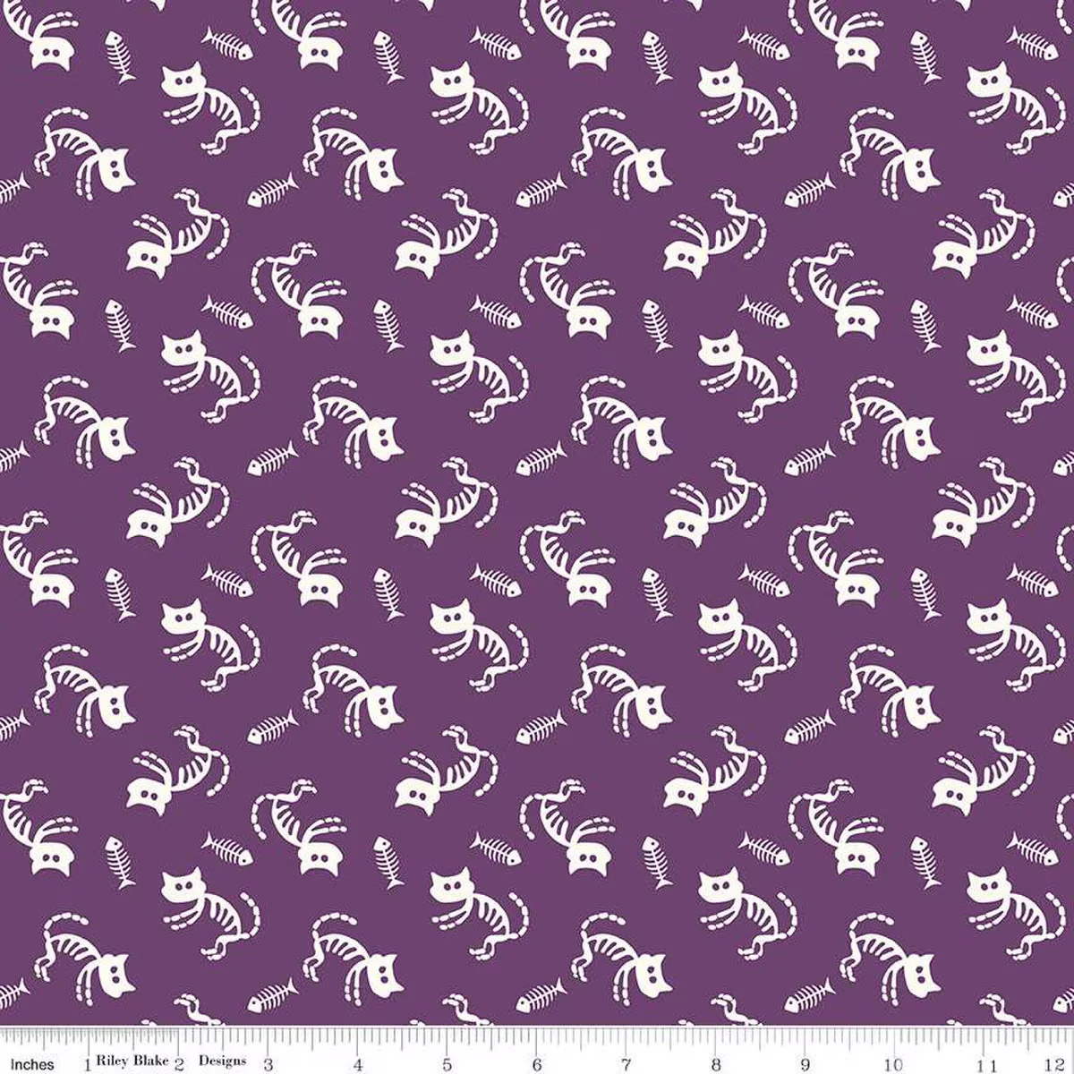 Riley Blake Beggar's Night C14501 Purple Cats By The Yard