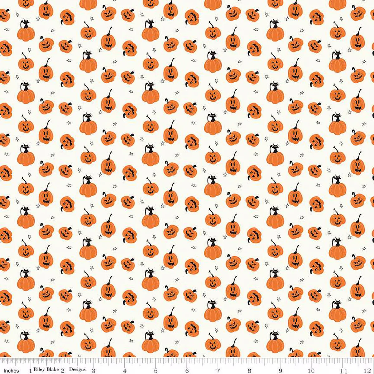 Riley Blake Beggar's Night C14505 Cream Pumpkins Bones By The Yard