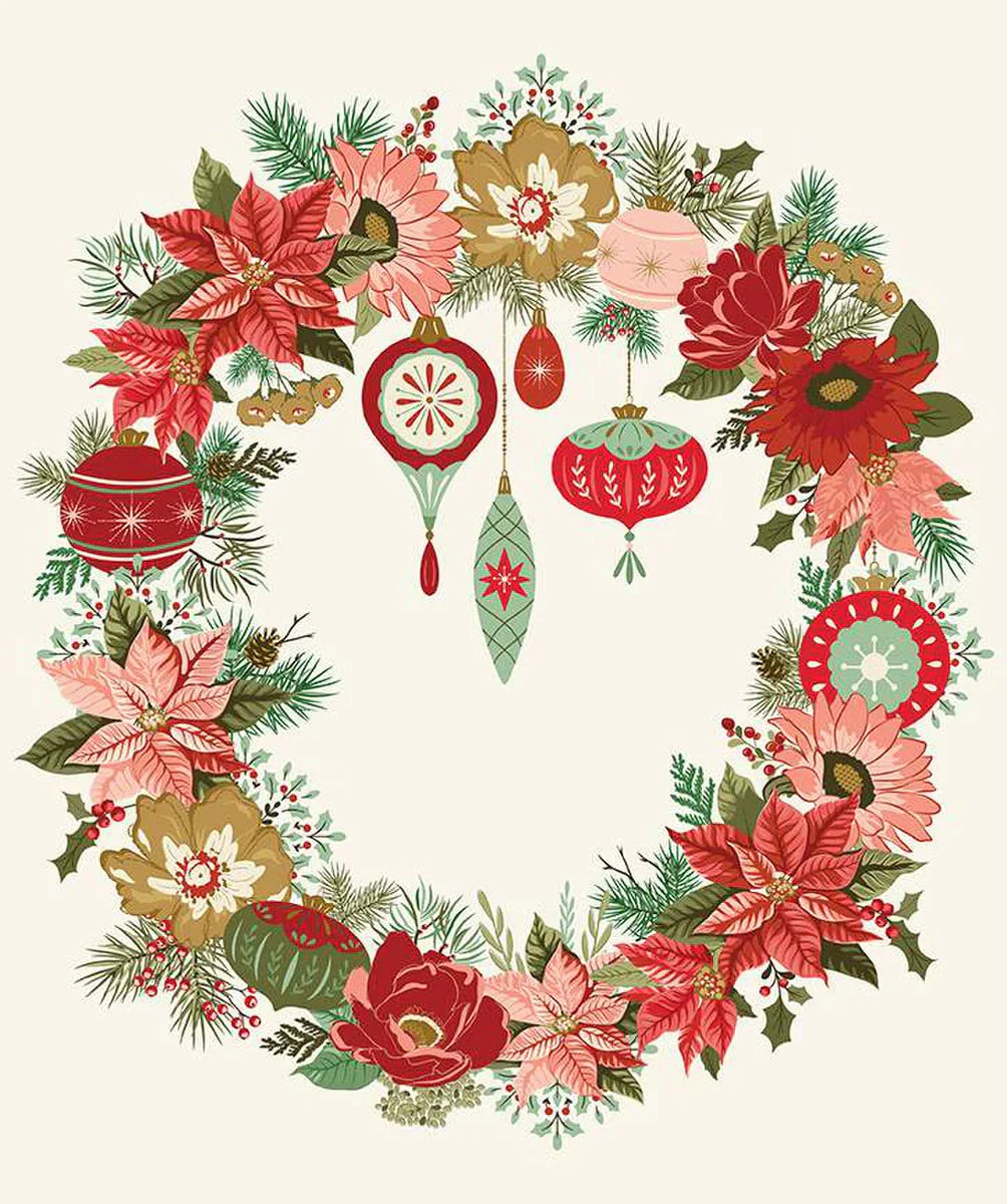 Riley Blake Glisten PD16229 Wreath Panel 35" PANEL By The PANEL (Not Strictly By The Yard)