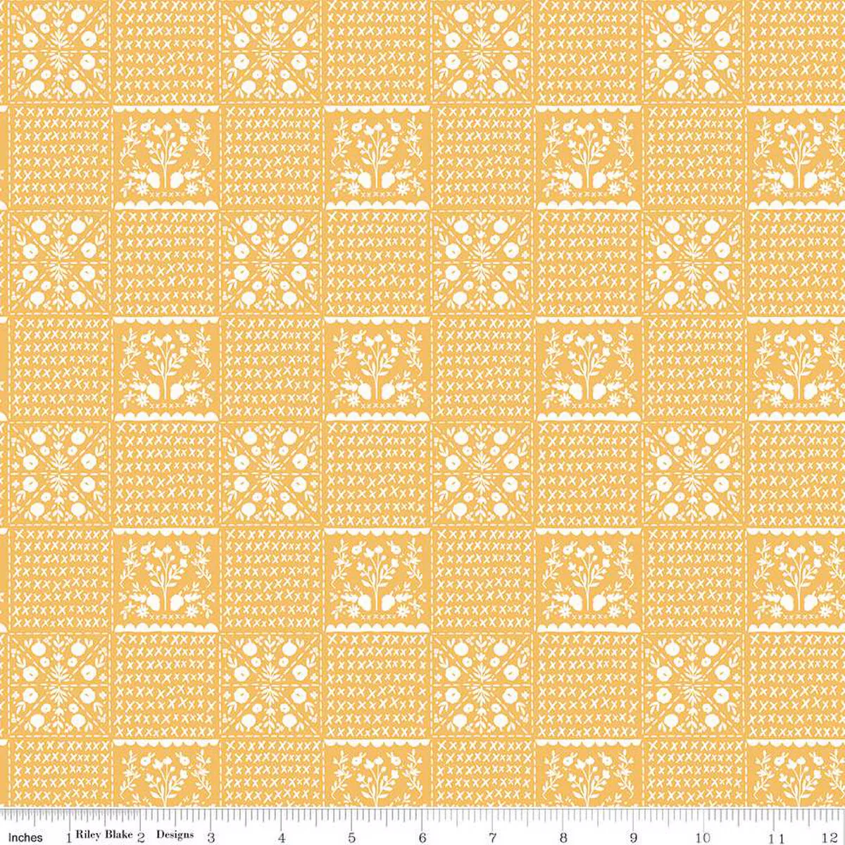 Riley Blake Happy Fall Days C16343 Gold Vintage Squares By The Yard