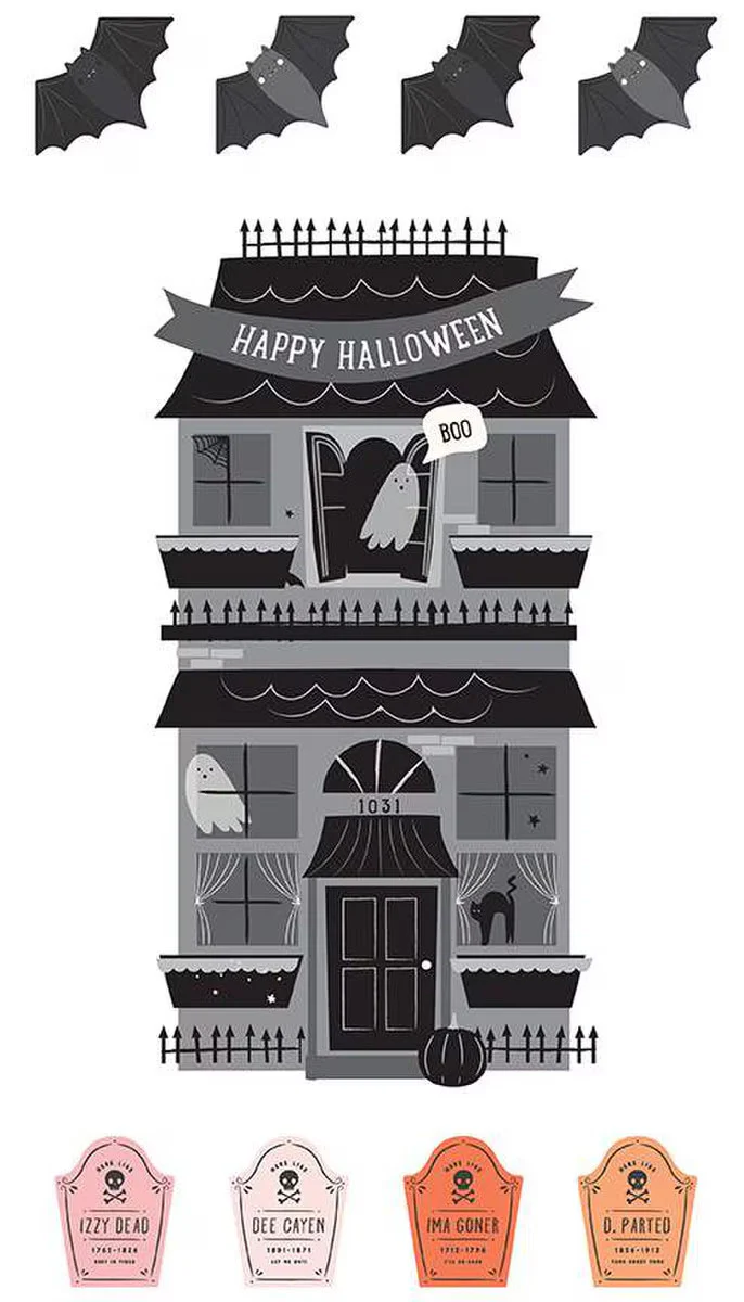 Riley Blake Hey Pumpkin PD16038 Happy Halloween 24" PANEL By The PANEL (Not Strictly By The Yard)