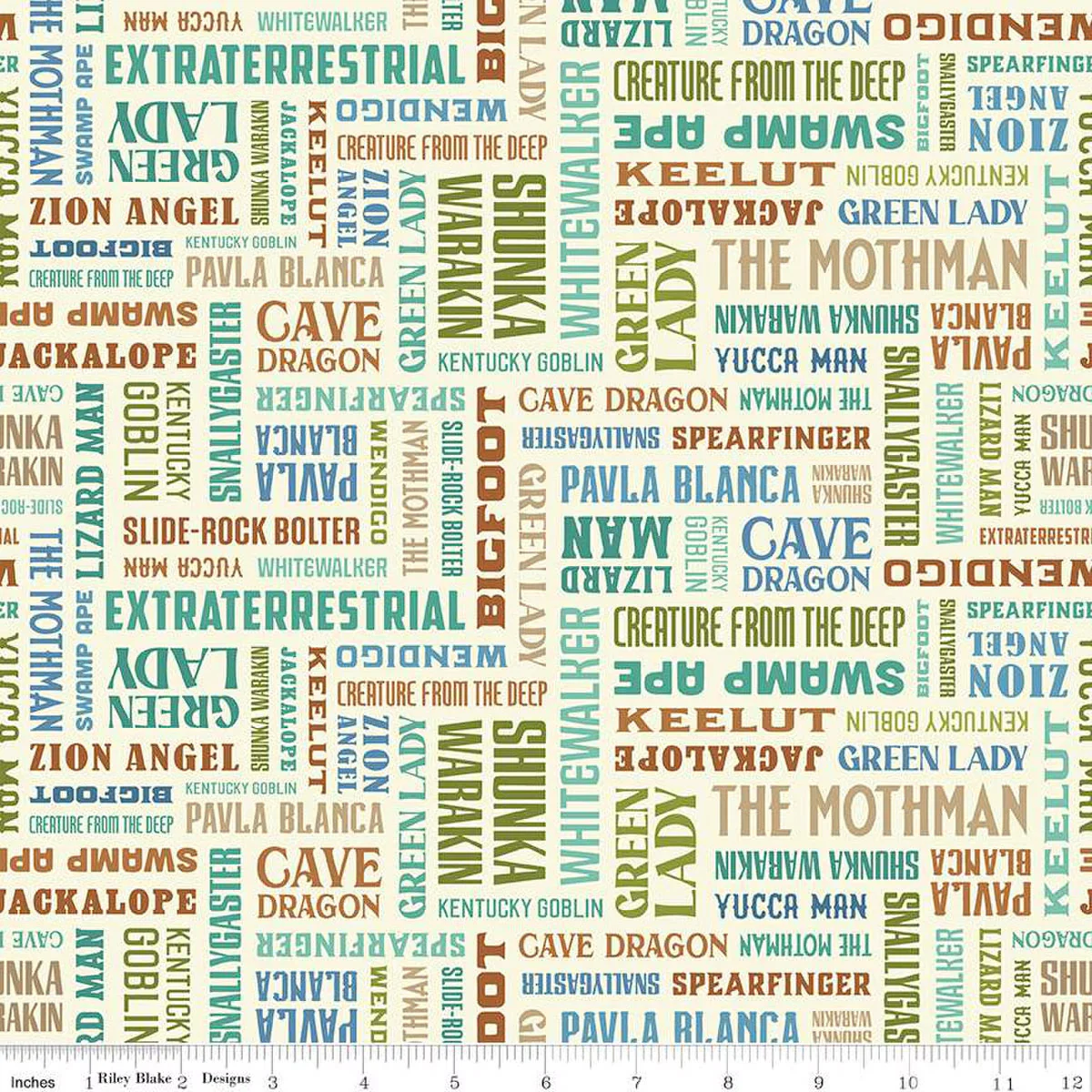 Riley Blake Legends of the National Parks C13282 Cream Park Names By The Yard