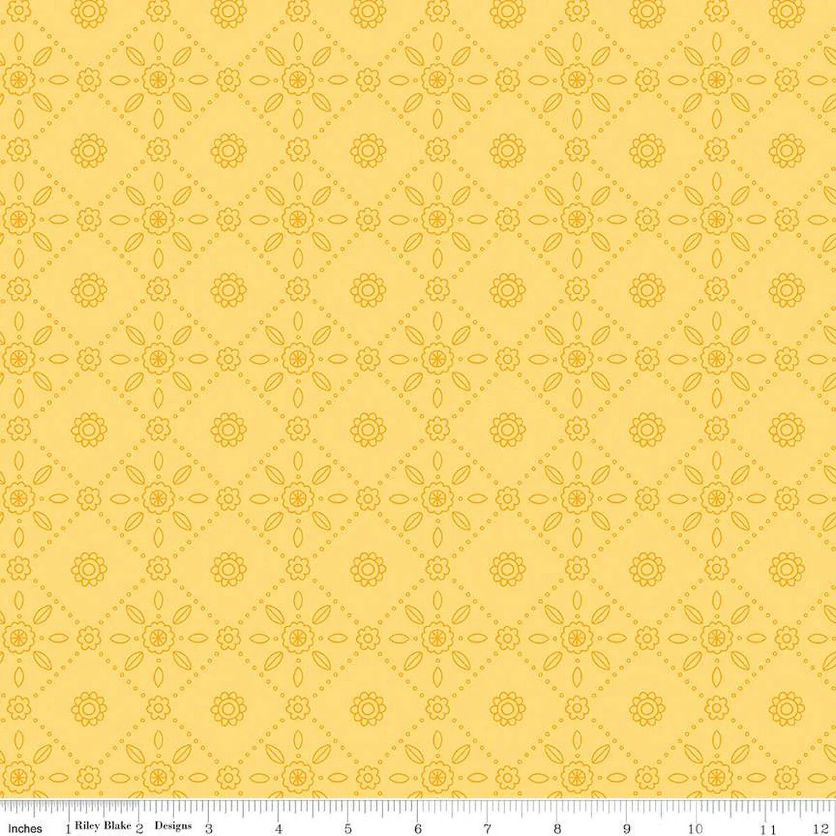 Riley Blake Little Darlin' C16973 Yellow Folk Tile By The Yard
