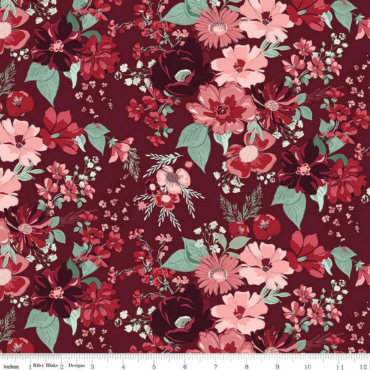 Riley Blake Love You Always C16870 Burgundy Main By The Yard