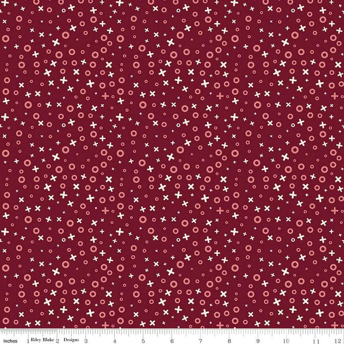 Riley Blake Love You Always C16872 Burgundy XO's By The Yard