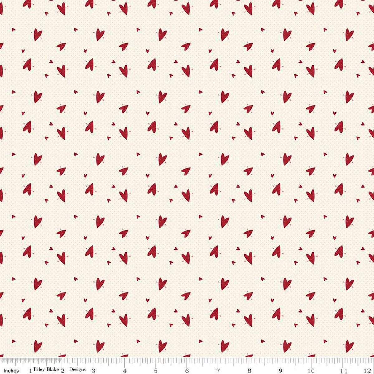 Riley Blake Love You Always C16874 Cream Hearts By The Yard