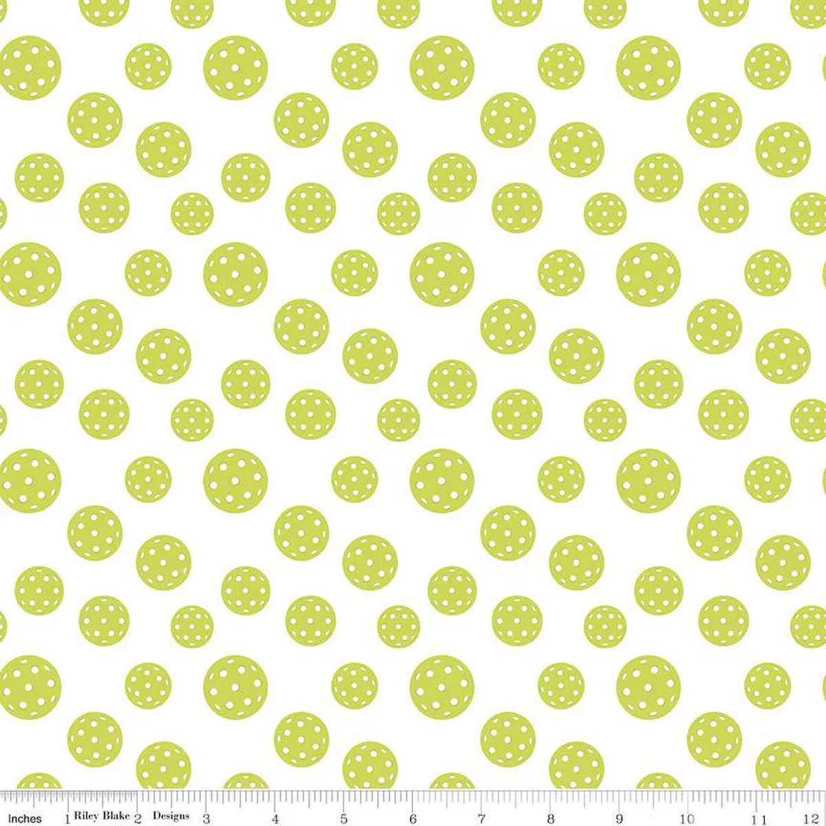 Riley Blake Pickleball C16204 White Pickleballs By The Yard