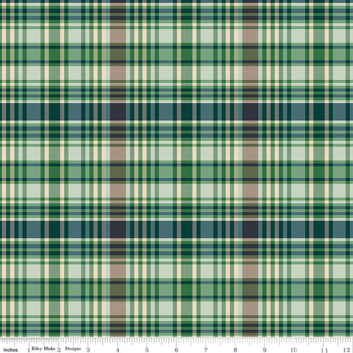 Riley Blake Plaid-Venture Club C17045 Green Fisher By The Yard