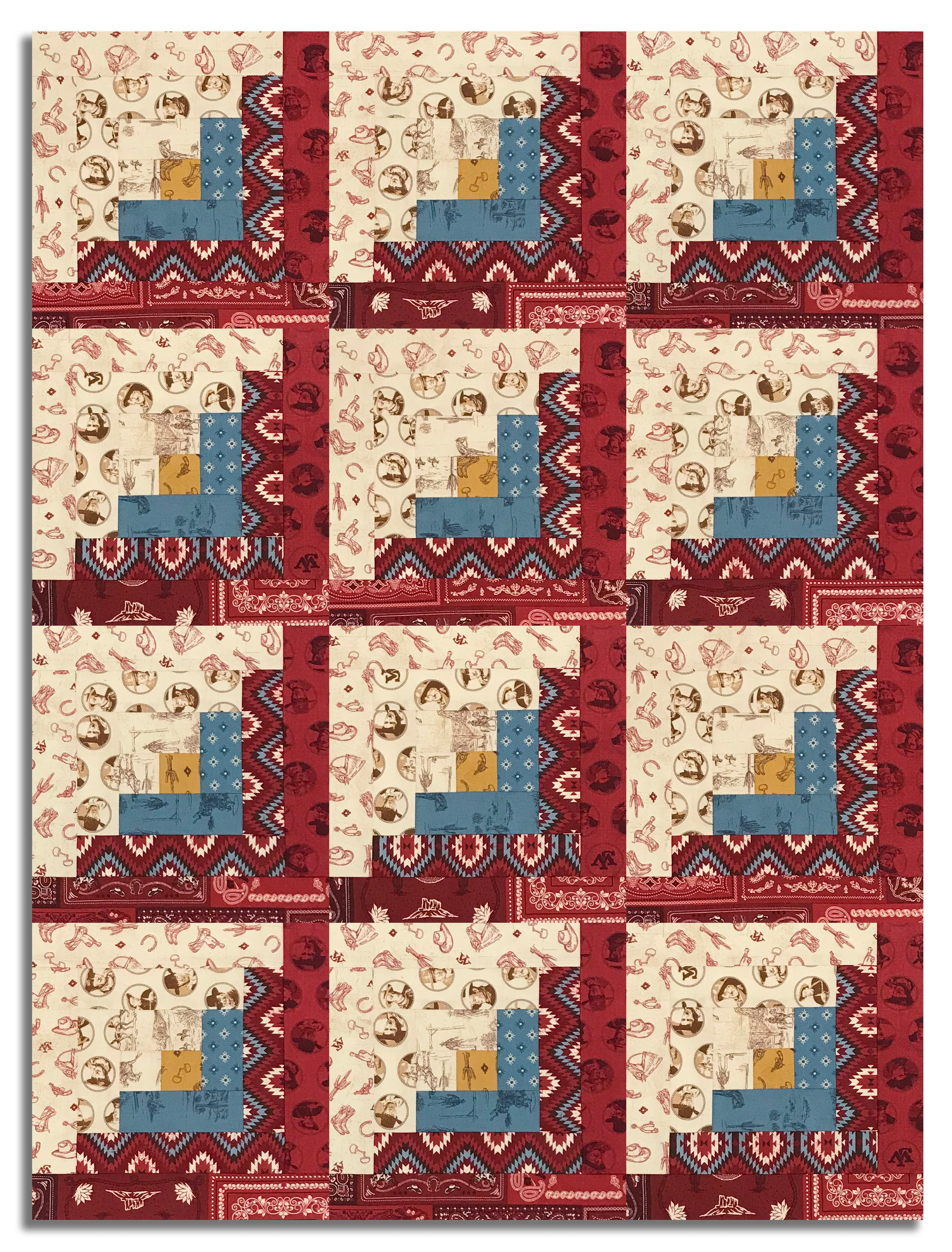 Riley Blake Pre-Cut 12-Block Log Cabin Quilt Kit - John Wayne American West - Image 2