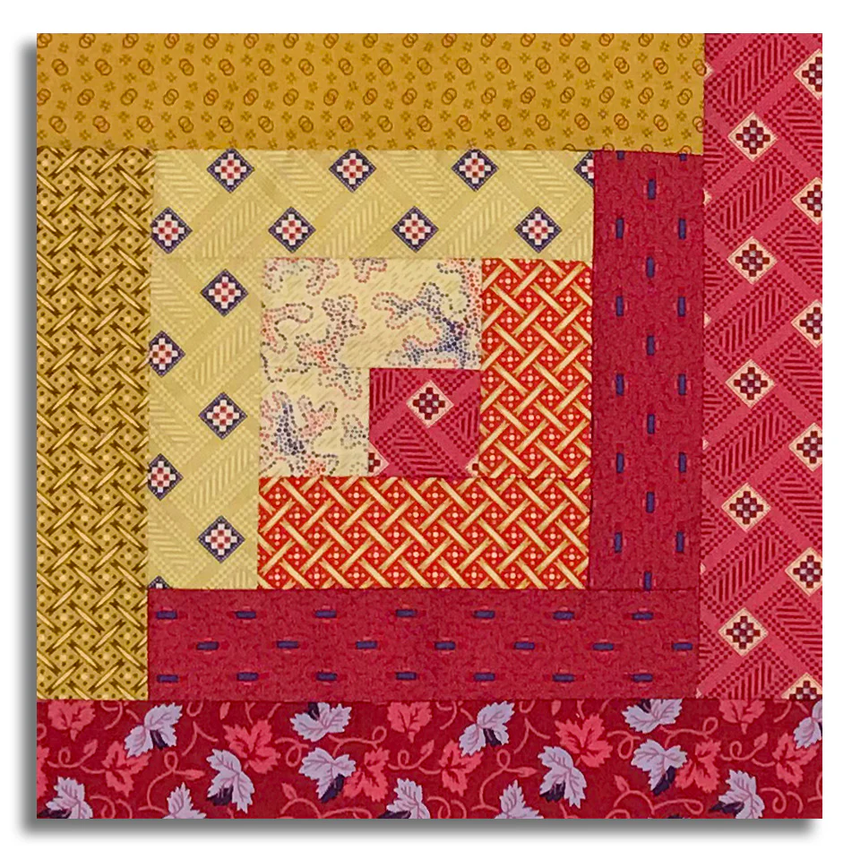 Riley Blake Pre-Cut 12-Block Log Cabin Quilt Kit - Vera's Garden - Red