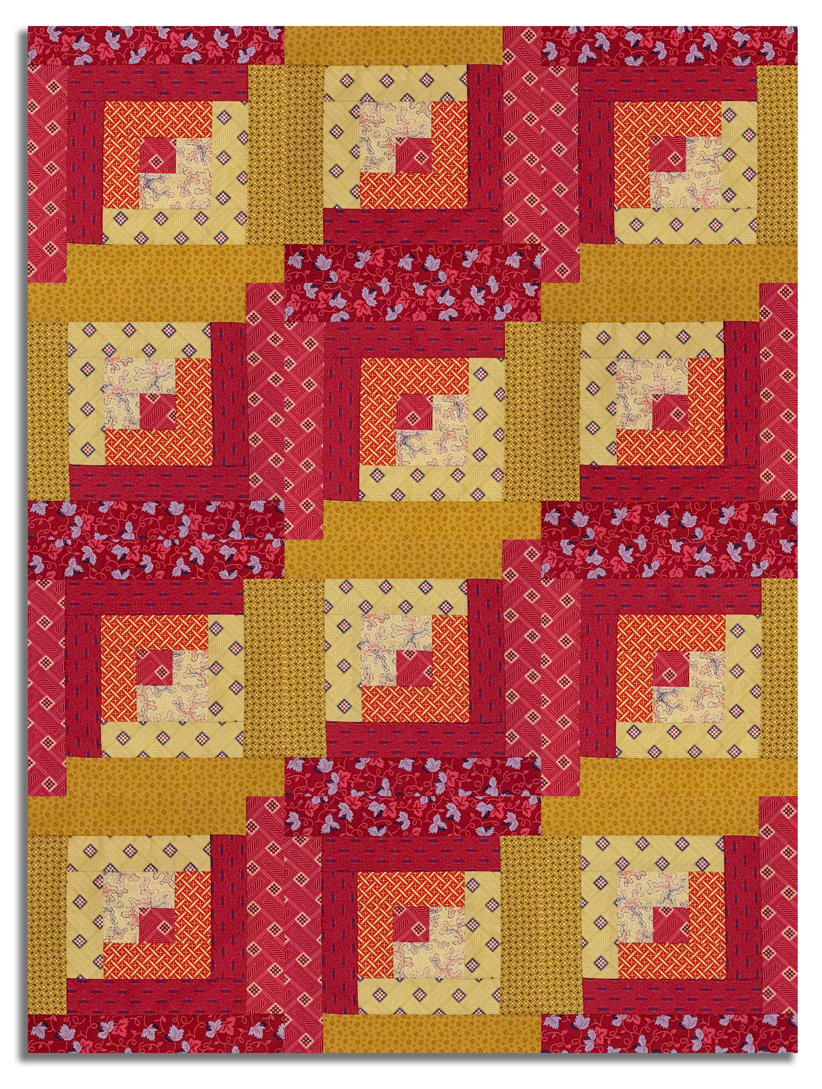 Riley Blake Pre-Cut 12-Block Log Cabin Quilt Kit - Vera's Garden - Red - Image 3