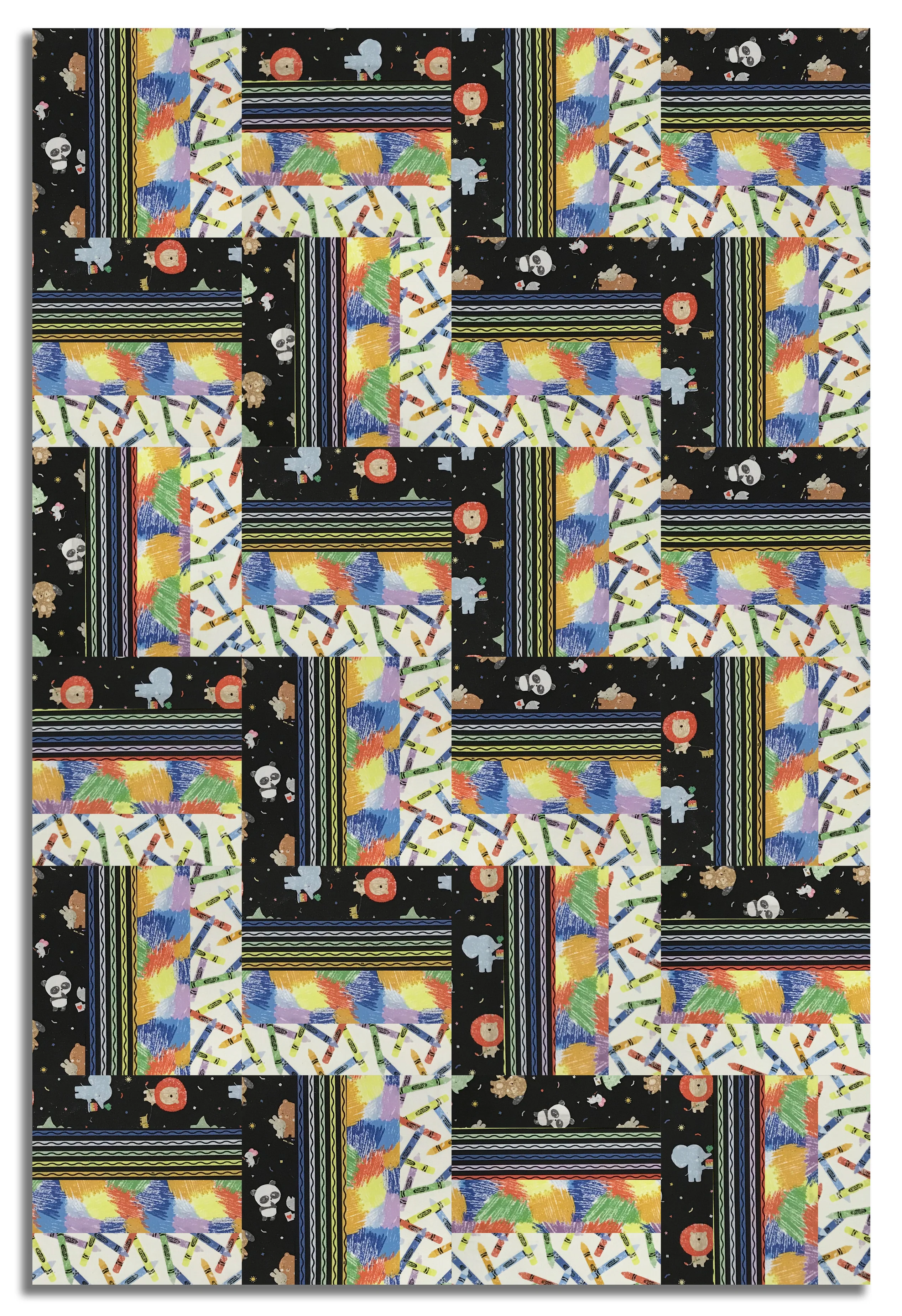 Riley Blake Pre-Cut 24 Block Rail Fence Quilt Kit - New Box Of Crayons - Black 2