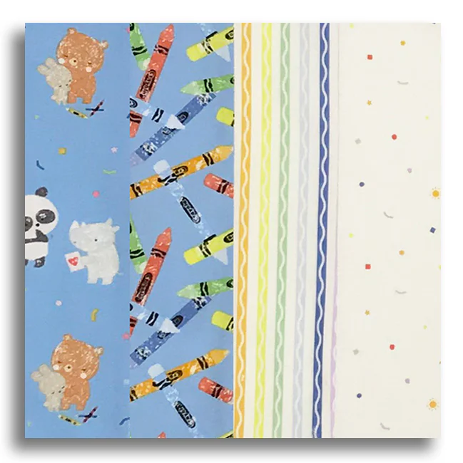 Riley Blake Pre-Cut 24 Block Rail Fence Quilt Kit - New Box Of Crayons - Blue - Image 2