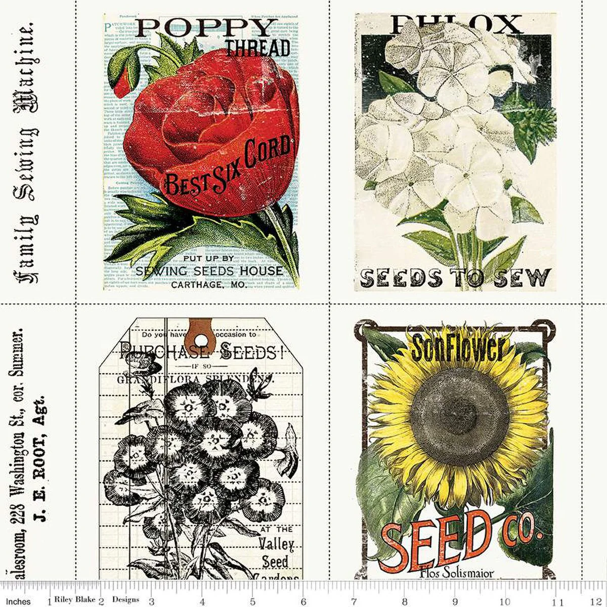 Riley Blake Sewing Seeds III C15683 White Seed Packs By The Yard