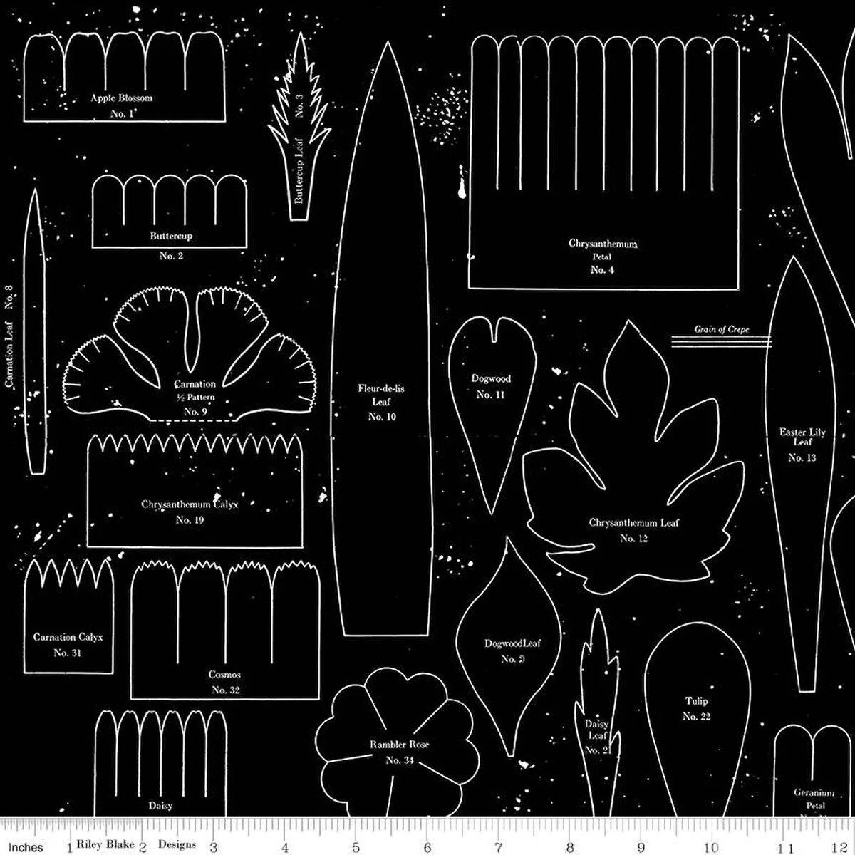 Riley Blake Sewing Seeds III C15688 Black Posie Patterns By The Yard