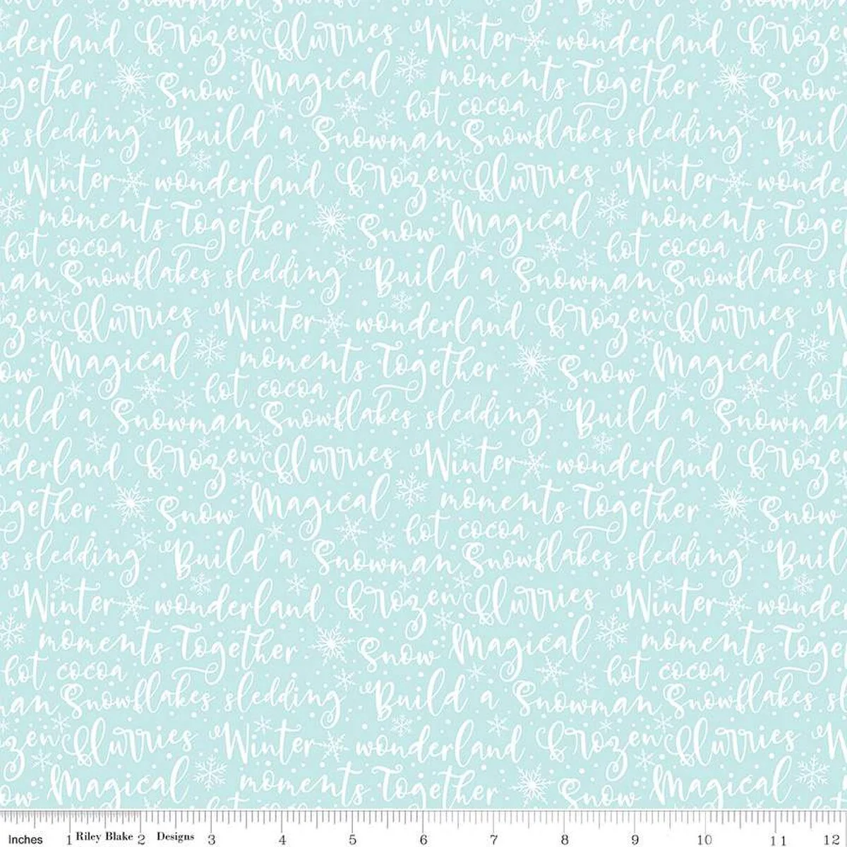 Riley Blake Winter Magic C16363 Aqua Winter Words By The Yard