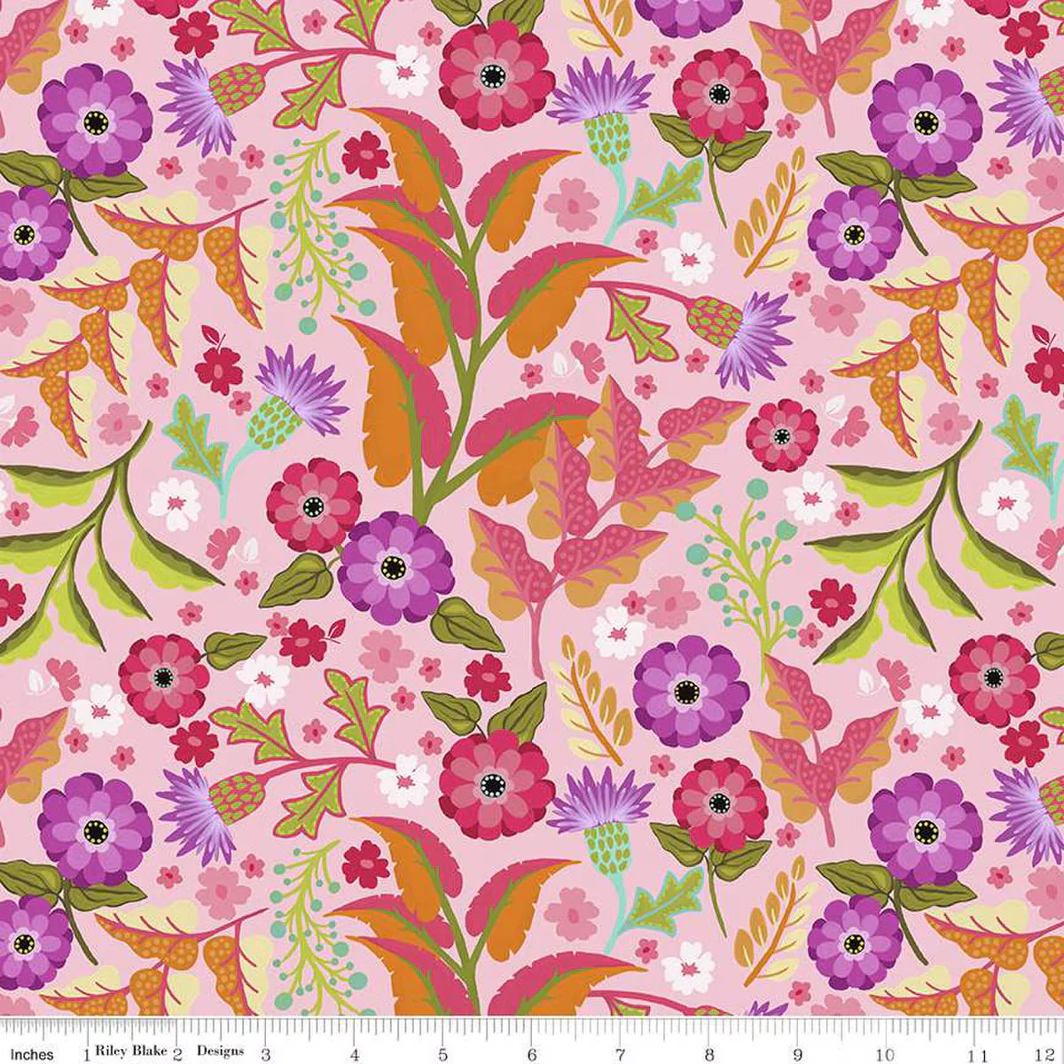 Riley Blake Zinnias CD16691 Pink Floral By The Yard