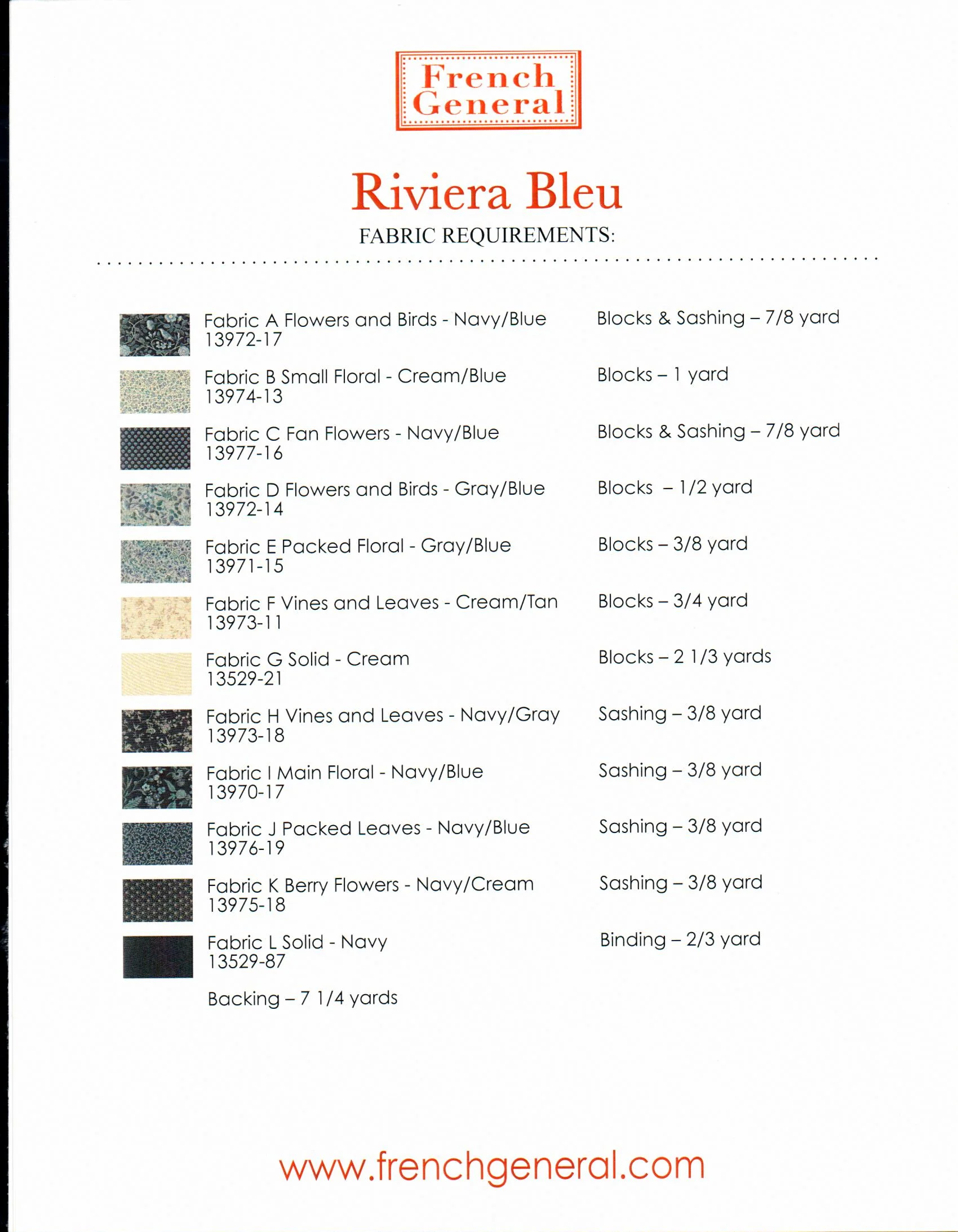 Riviera Bleu - French General Pattern SB004 - Image 2