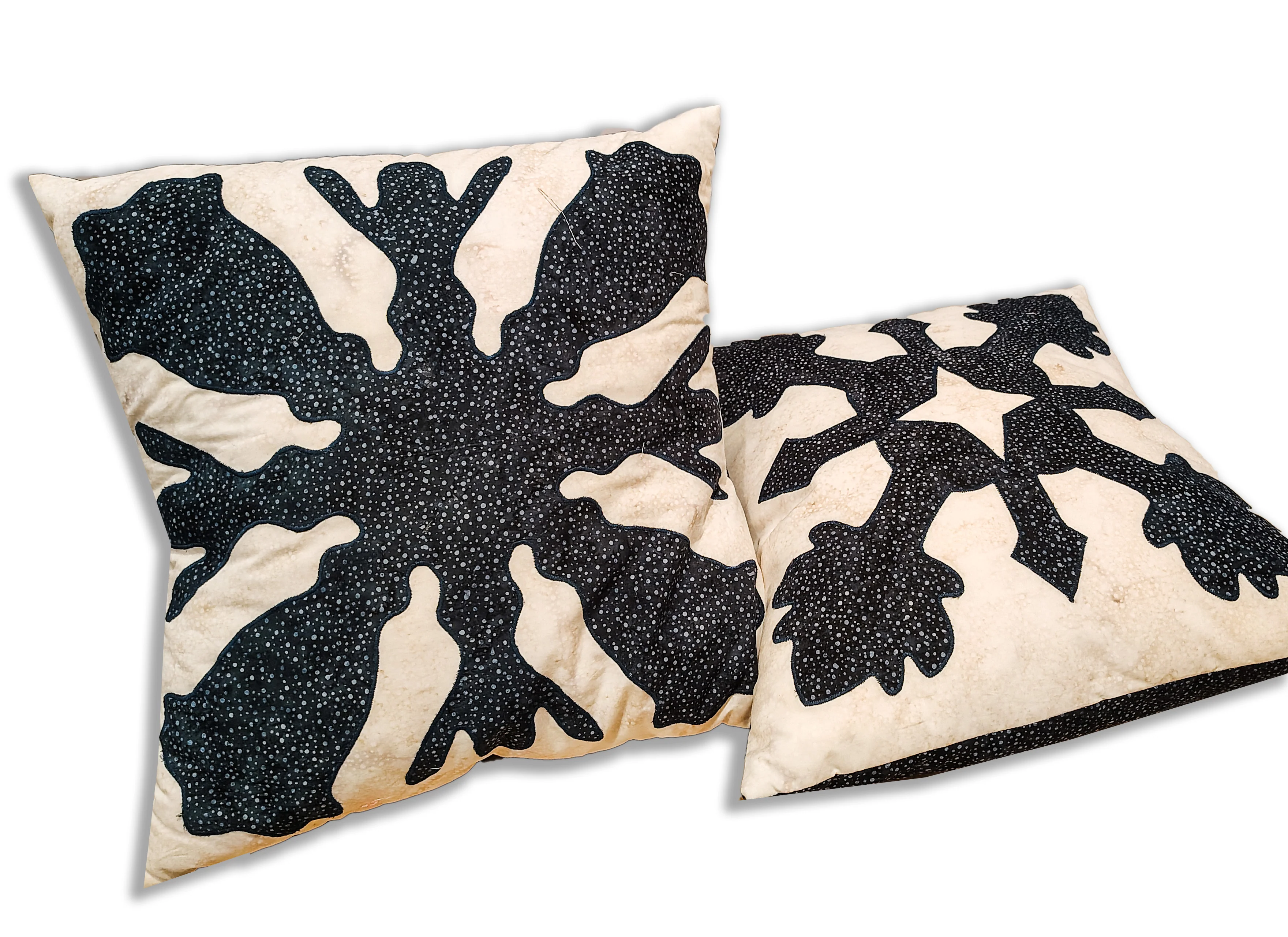 Set of 2 Hawaiian Applique Pillows 16 x 16" Fully Finished Pillow Covers and Pillow -