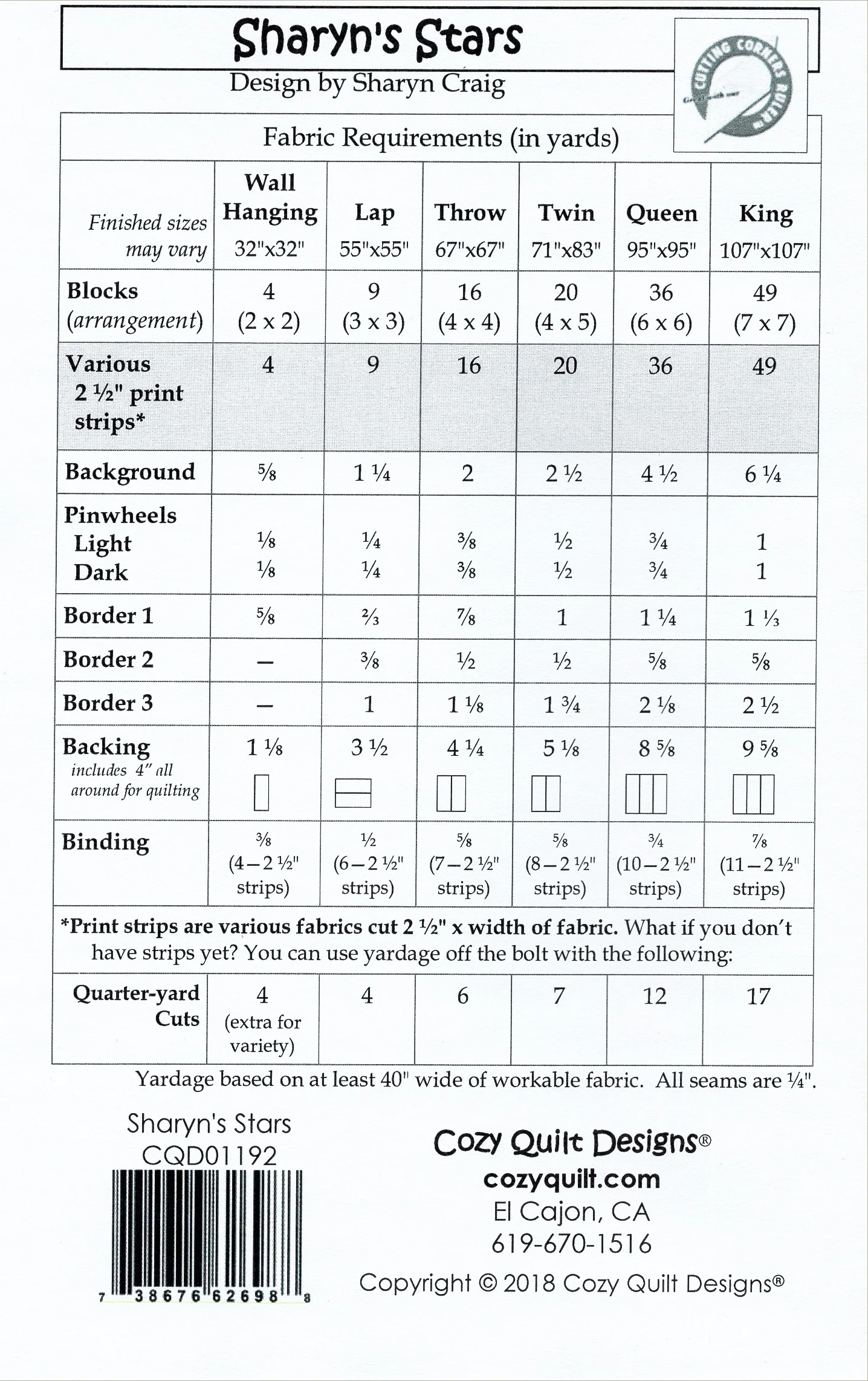 SHARYN'S STARS - Cozy Quilt Designs Pattern DIGITAL DOWNLOAD - Image 2