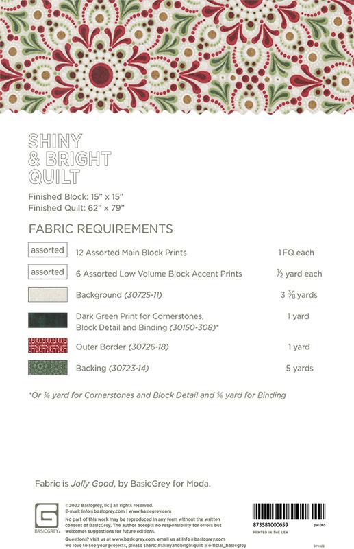 SHINY & BRIGHT - BASICGREY Quilt Pattern 065 - Image 2