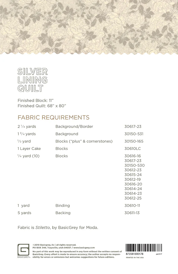 SILVER LINING - BASICGREY Quilt Pattern 017 - Image 2