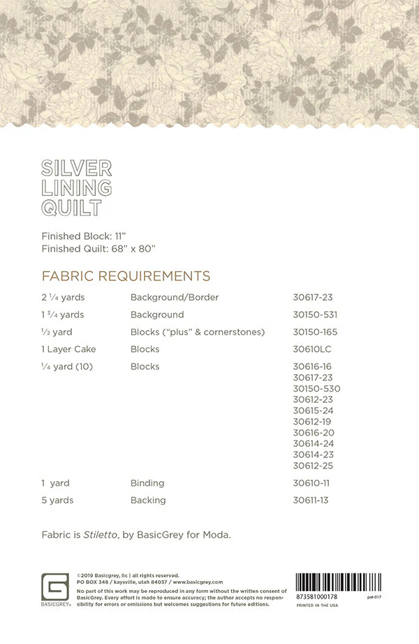 SILVER LINING - BASICGREY Quilt Pattern 017 - DIGITAL DOWNLOAD - Image 2